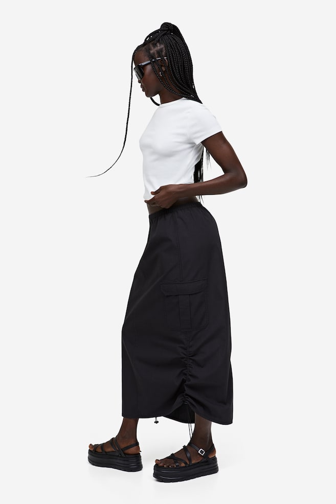 Cotton parachute skirt - Black/Light grey - 1