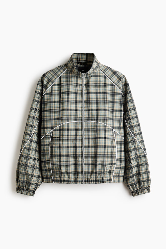 Nylon Track Jacket - Beige/plaid/Dark blue/plaid - 1