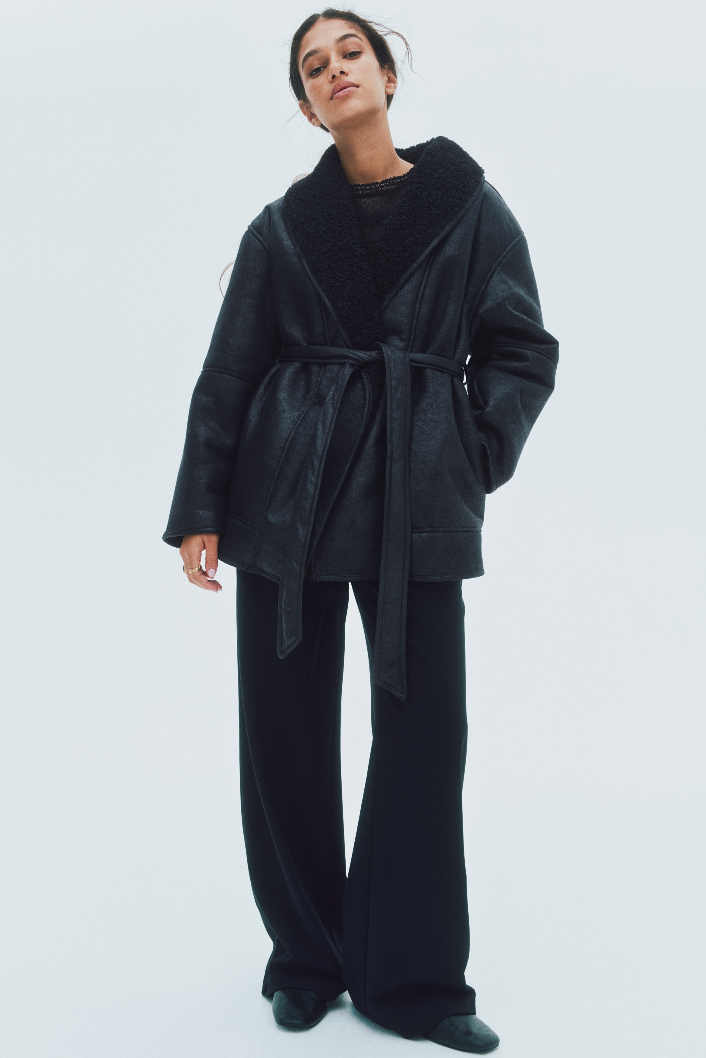 H & M - ダブルフェイスコート - ブラック H & M - ダブルフェイスコート - ブラック