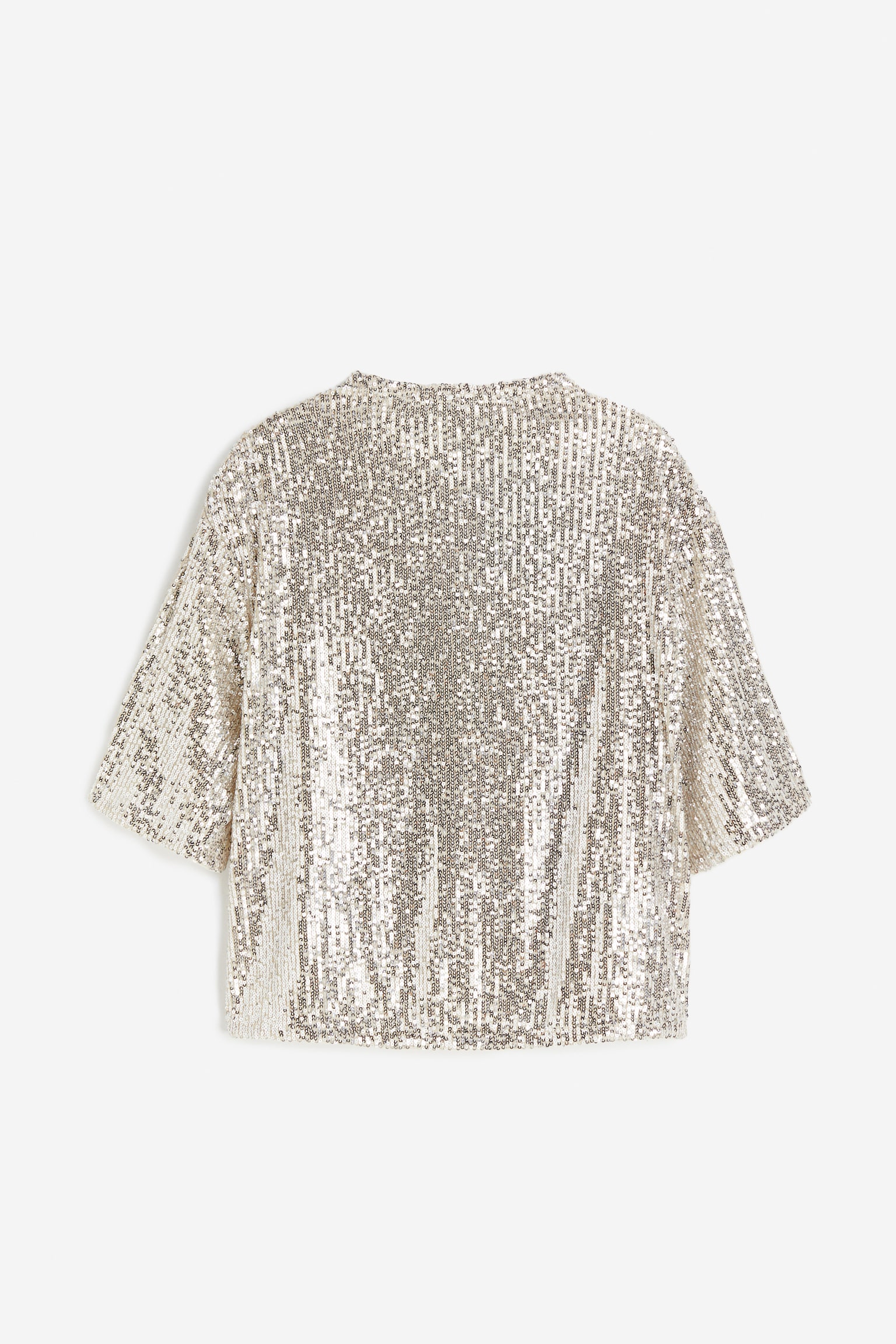 Sequined top - Light beige/Silver-coloured/Black/Black