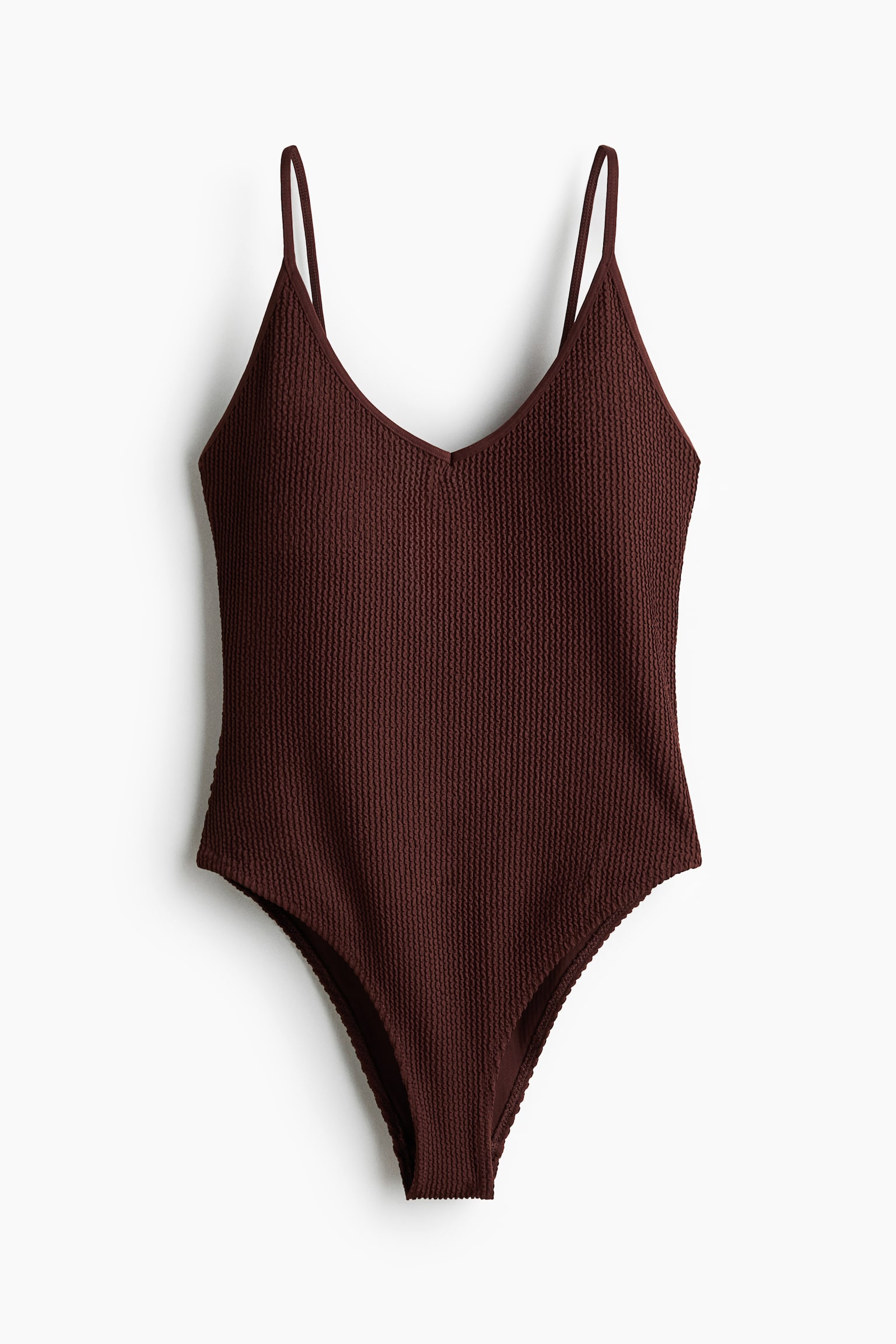 Padded-cup High Leg Swimsuit - Dark brown - 2