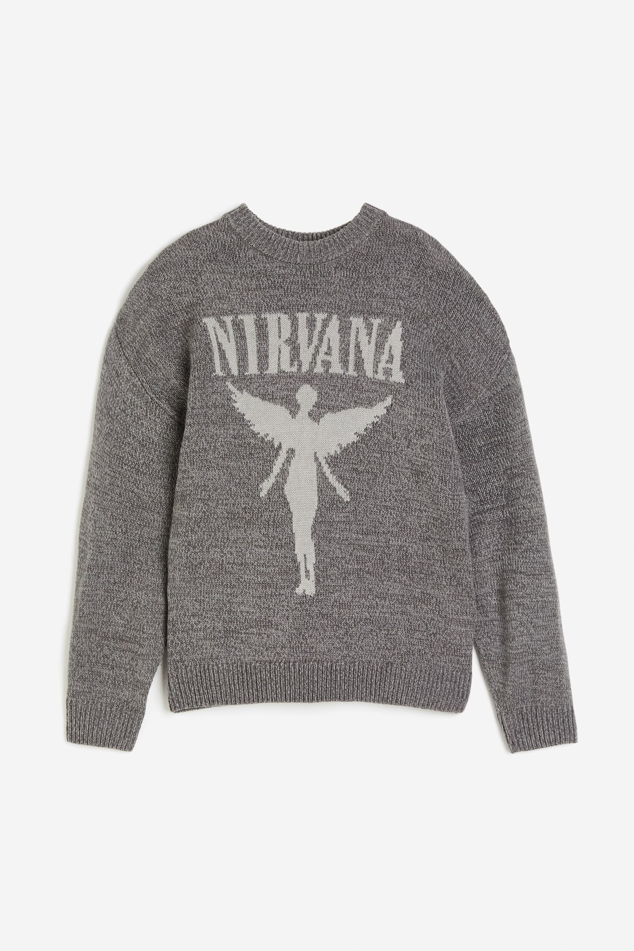 Jacquard-knit jumper Dark grey marl/Nirvana Ladies H&M IN