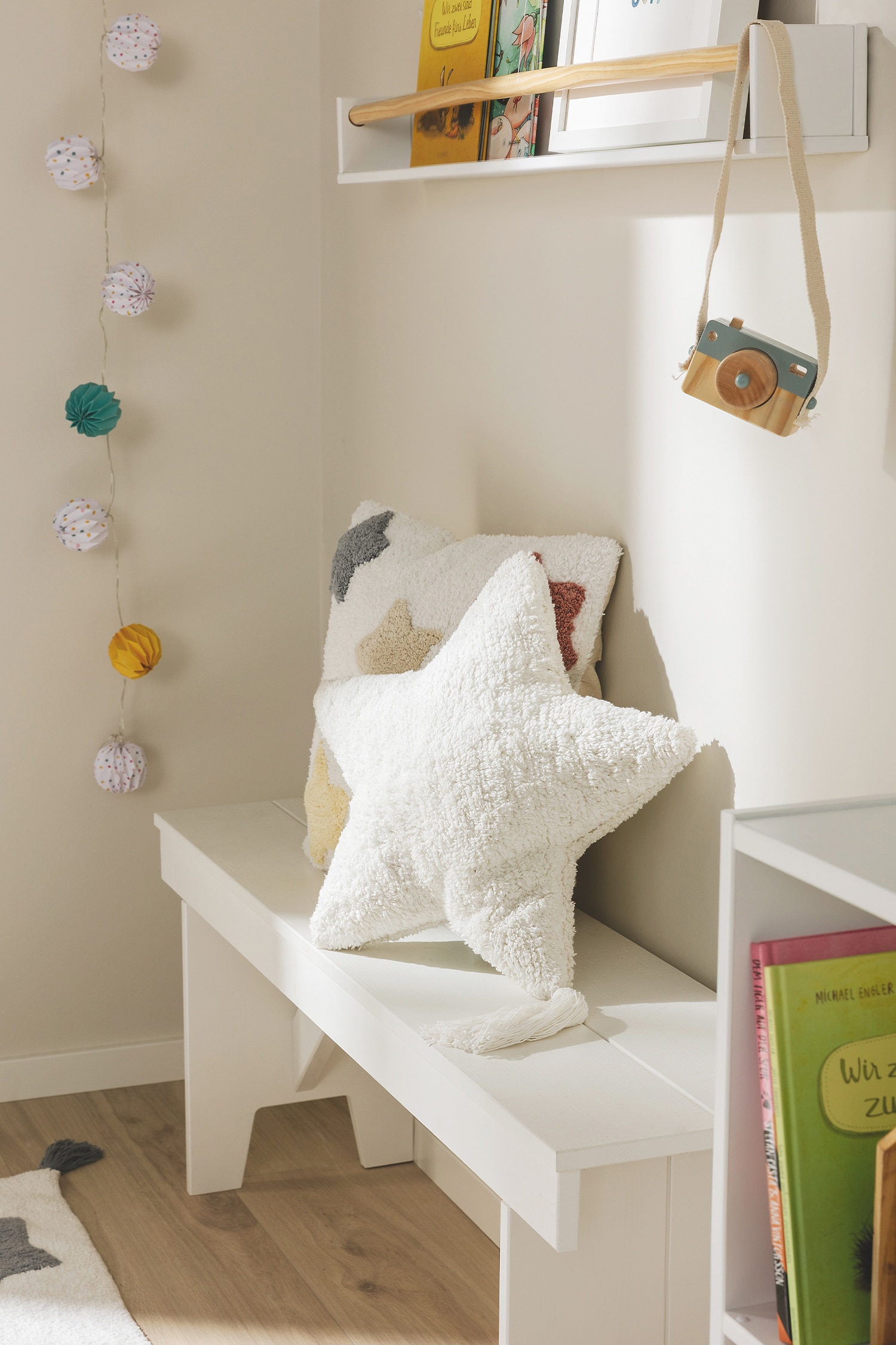 Coussin Stars - Crème/Menthe/Jaune