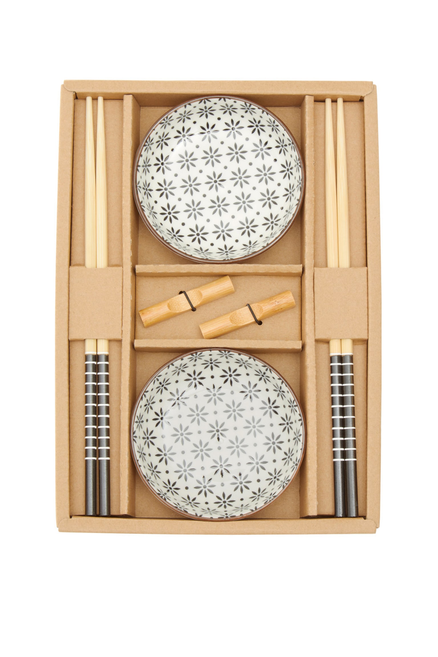 Ceramic And Wood Sushi Set - Black And White - 1