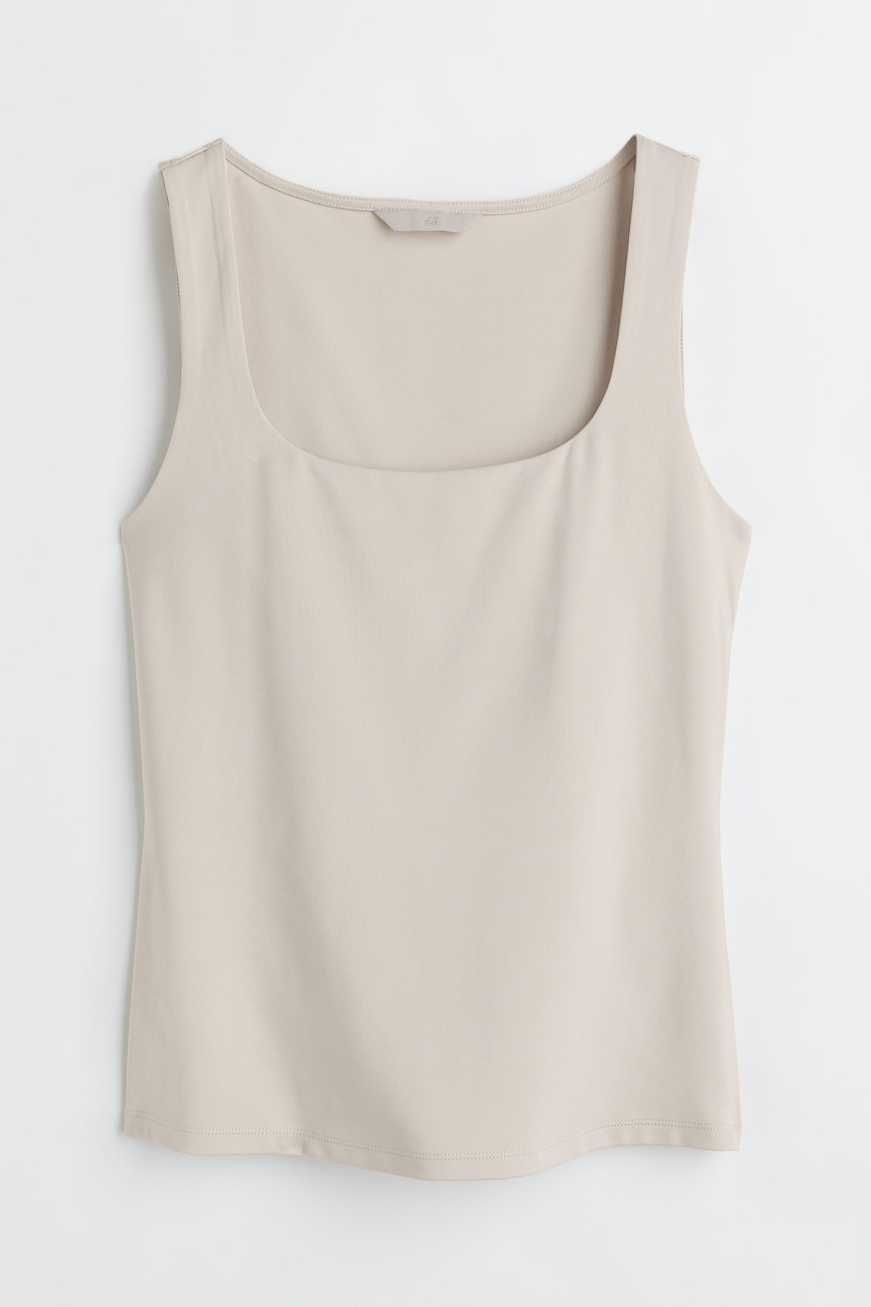 Fitted Tank Top - Square Neckline - Sleeveless - Light beige - Ladies ...