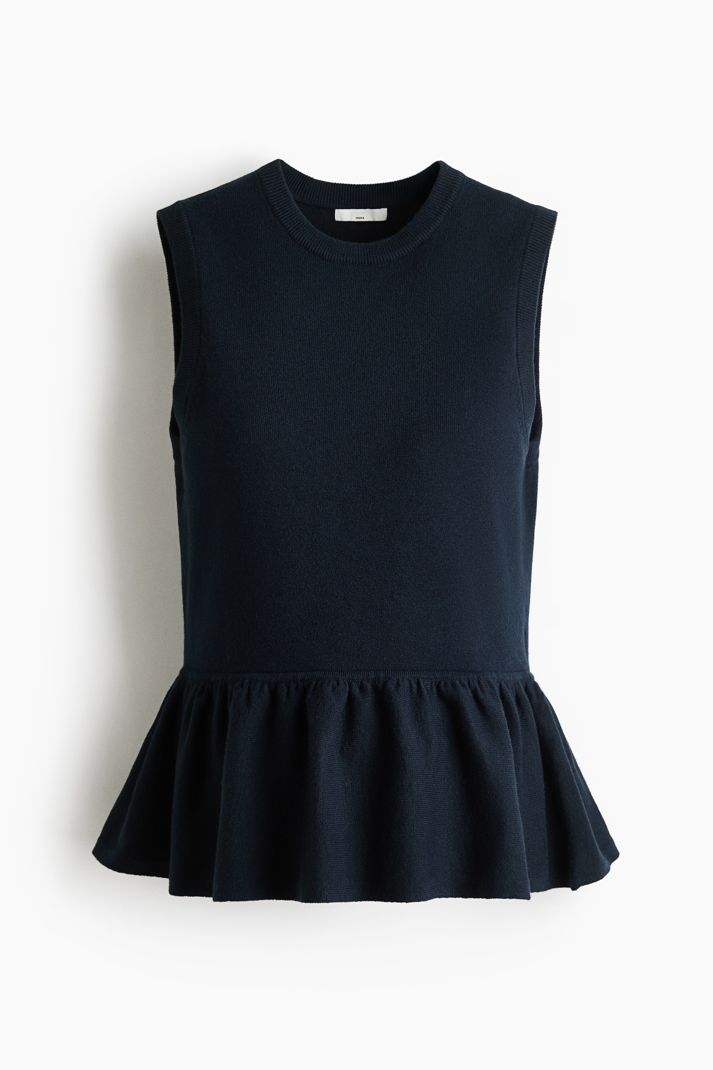 MAMA Fine-Knit Peplum Top - Navy blue