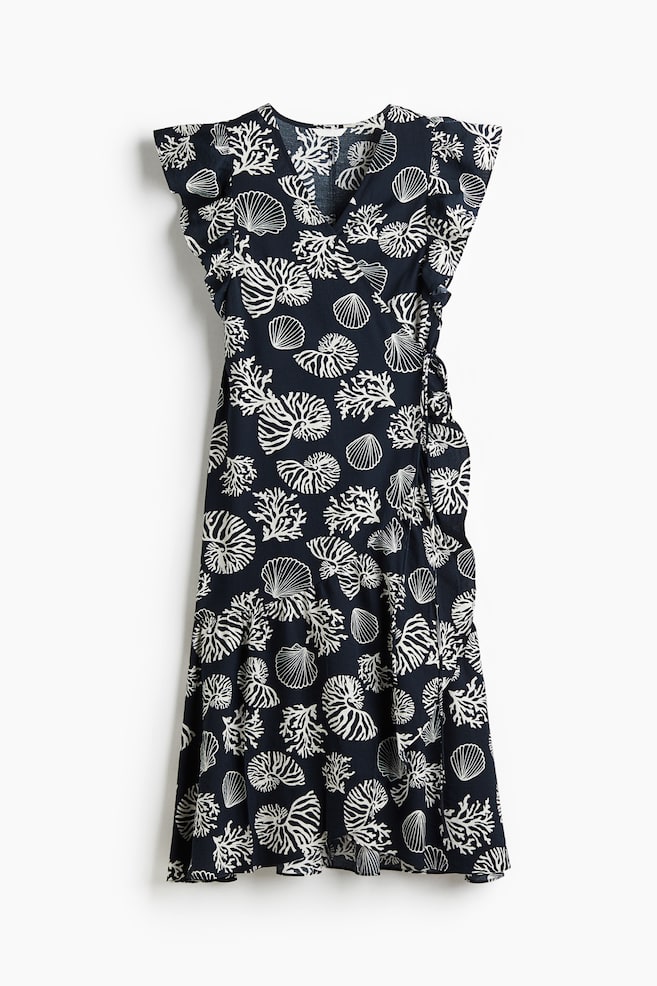 Robe portefeuille à motif - Bleu marine/coquillages/Beige/fleuri - 1