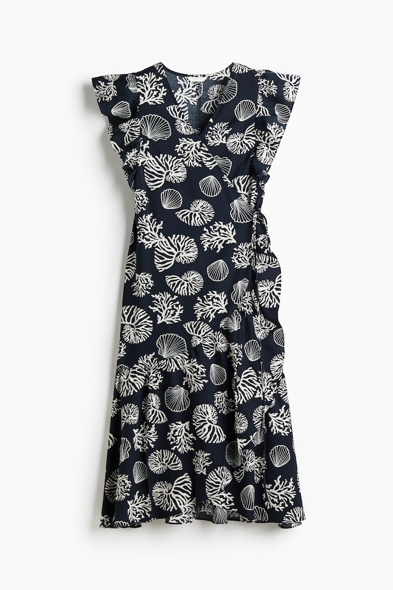 Women's Beige/floral Patterned Wrap-Front Dress | H&M US