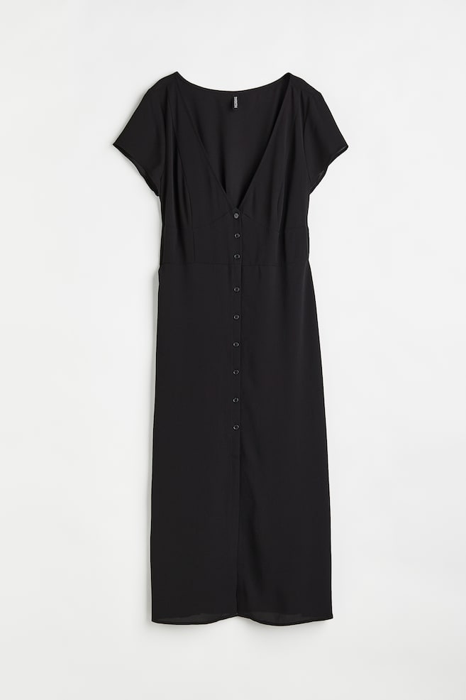 H&M+ Button-front crêpe dress - Black - 2