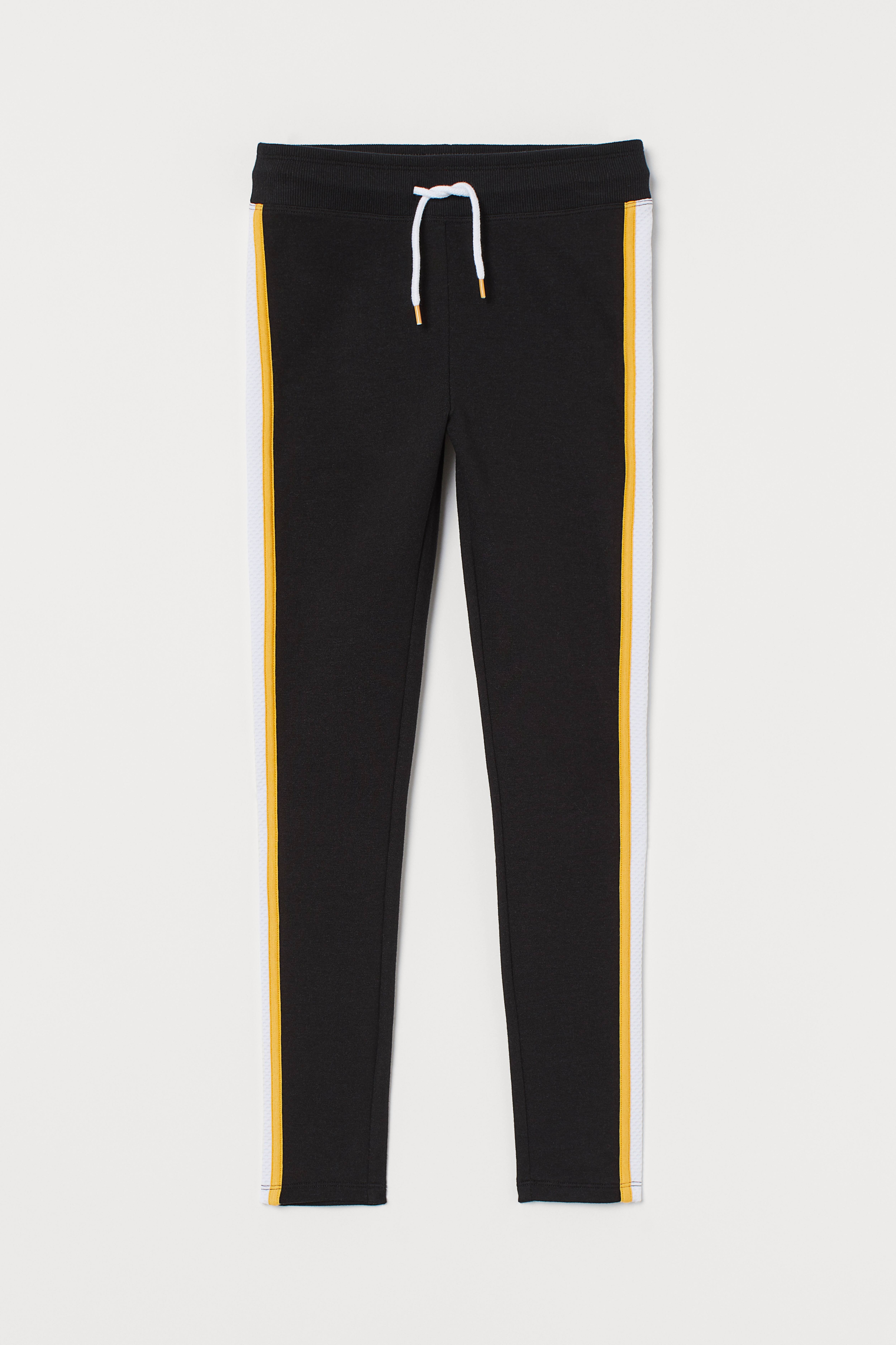 Fashion black joggers yellow stripe