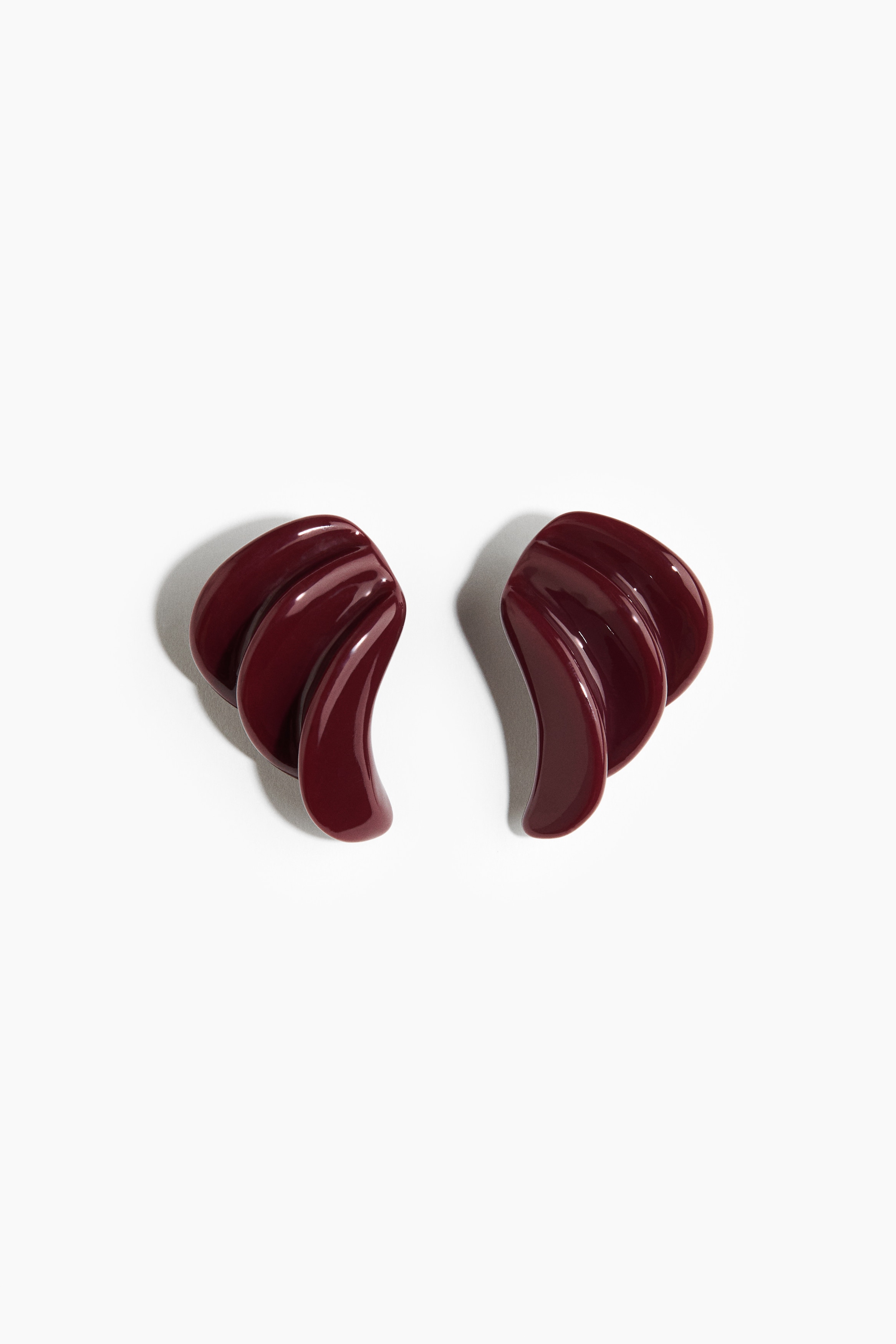 Wing-shaped earrings - Burgundy/Beige/Marbled
