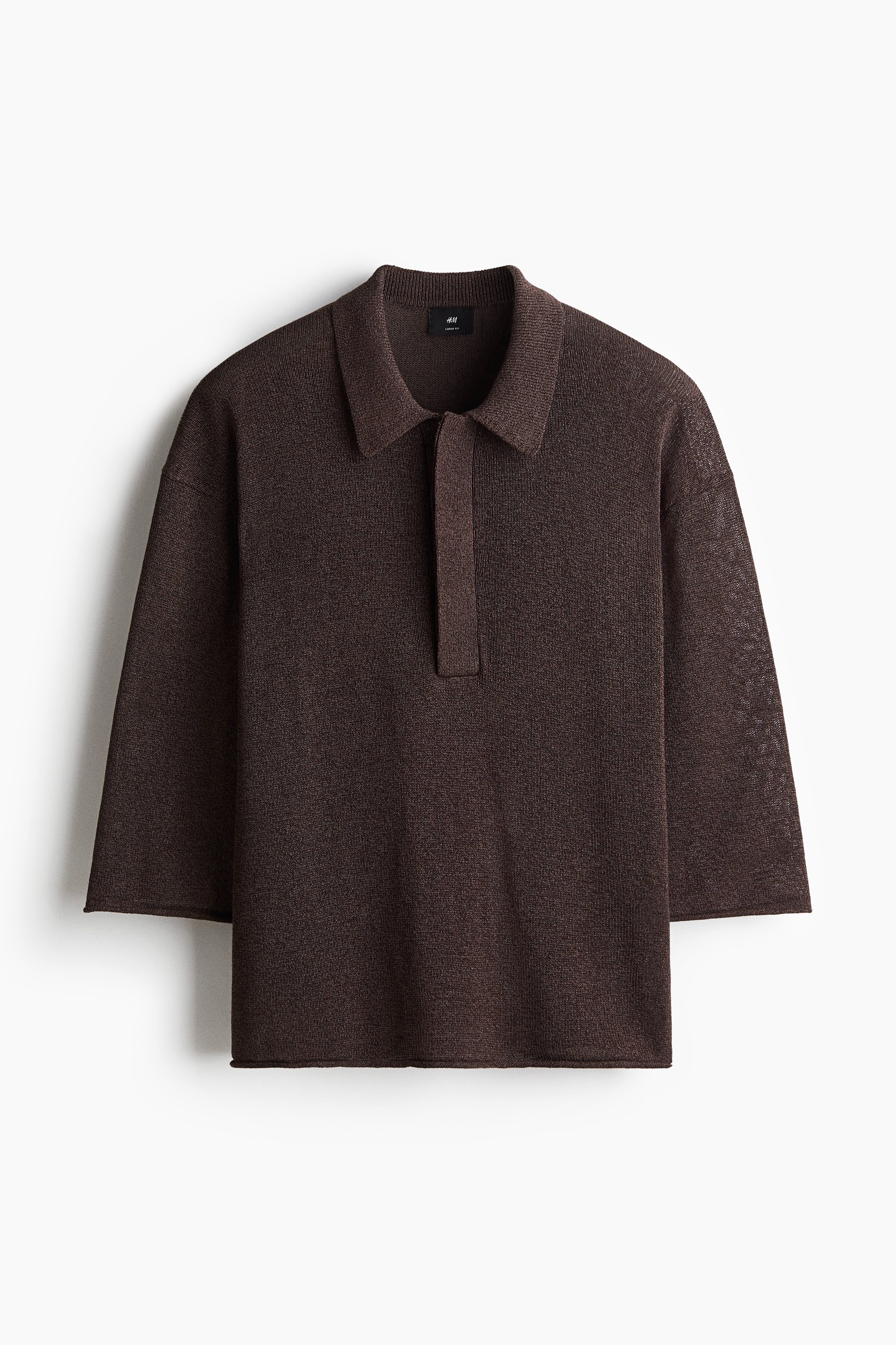 Loose Fit Sheer polo shirt - Dark brown