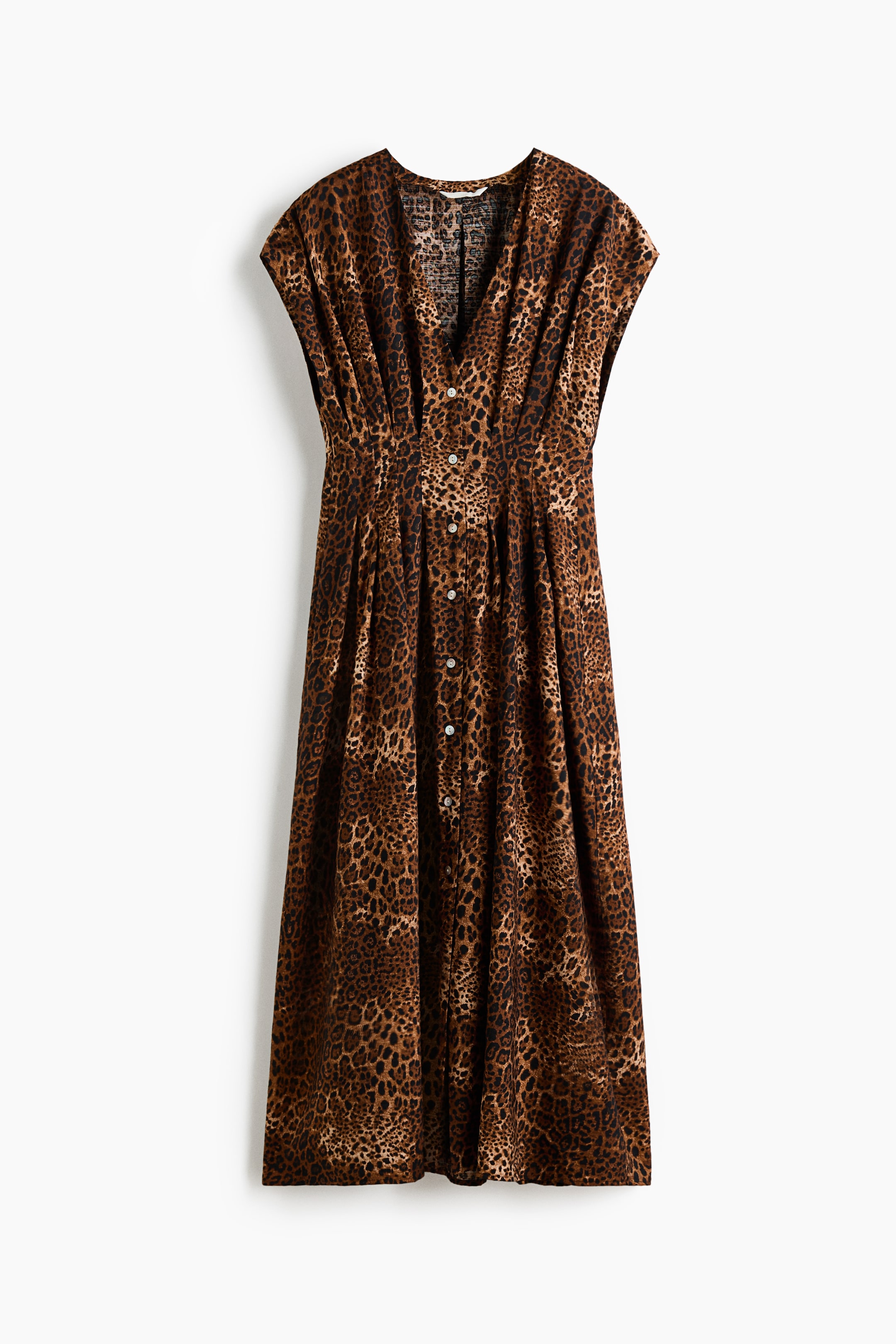 Button-Front Midi Dress