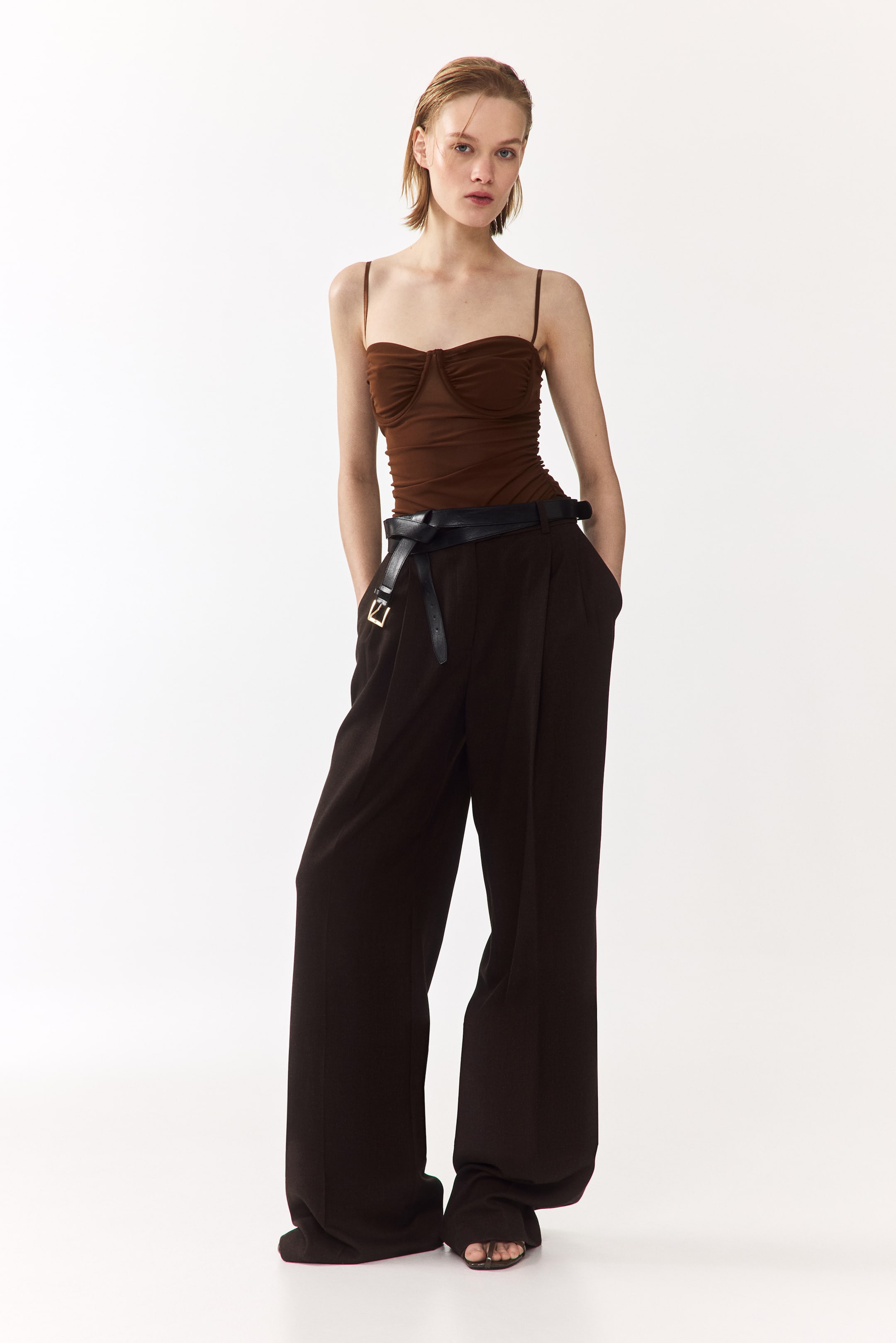 Ruched Mesh Top