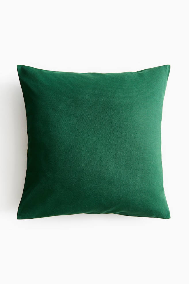 Cotton canvas cushion cover - Dark green/Beige/Cream - 1