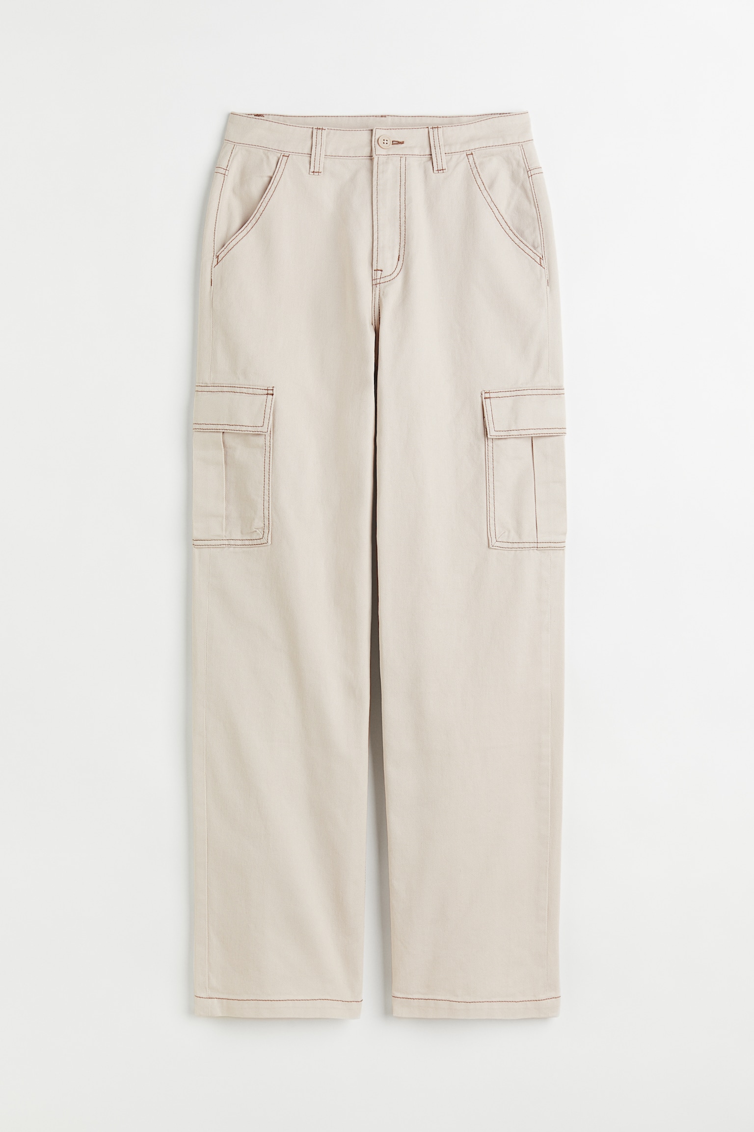 90s Baggy High Waist Jeans - Light beige/Dark beige