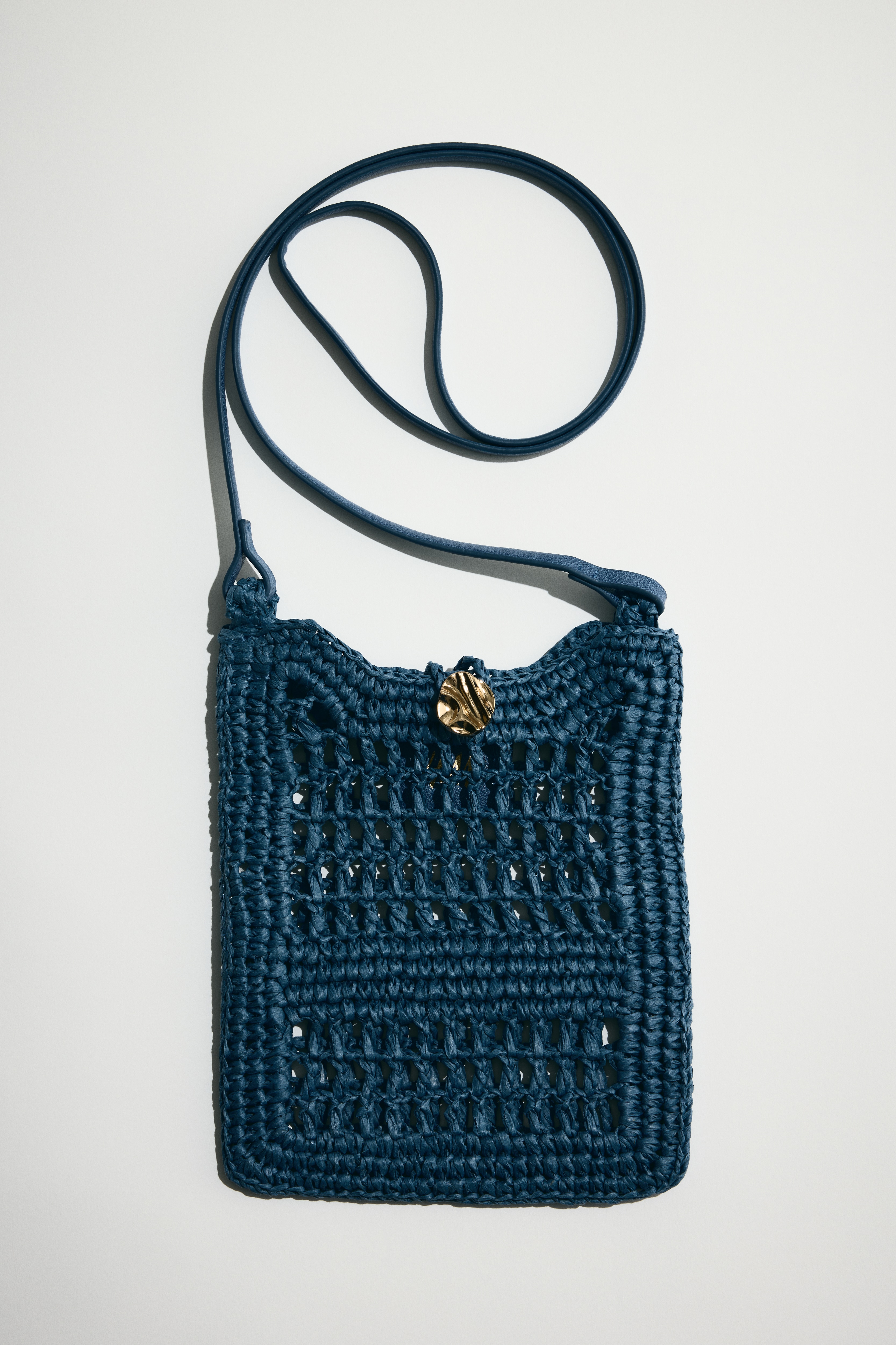 Straw Phone Bag-Dusty blue