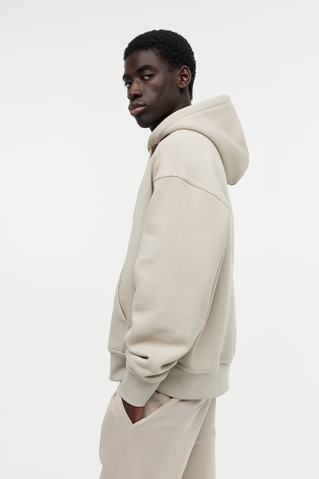 Oversized Fit Zip-through hoodie - Beige/Light grey marl/Black/White - 7