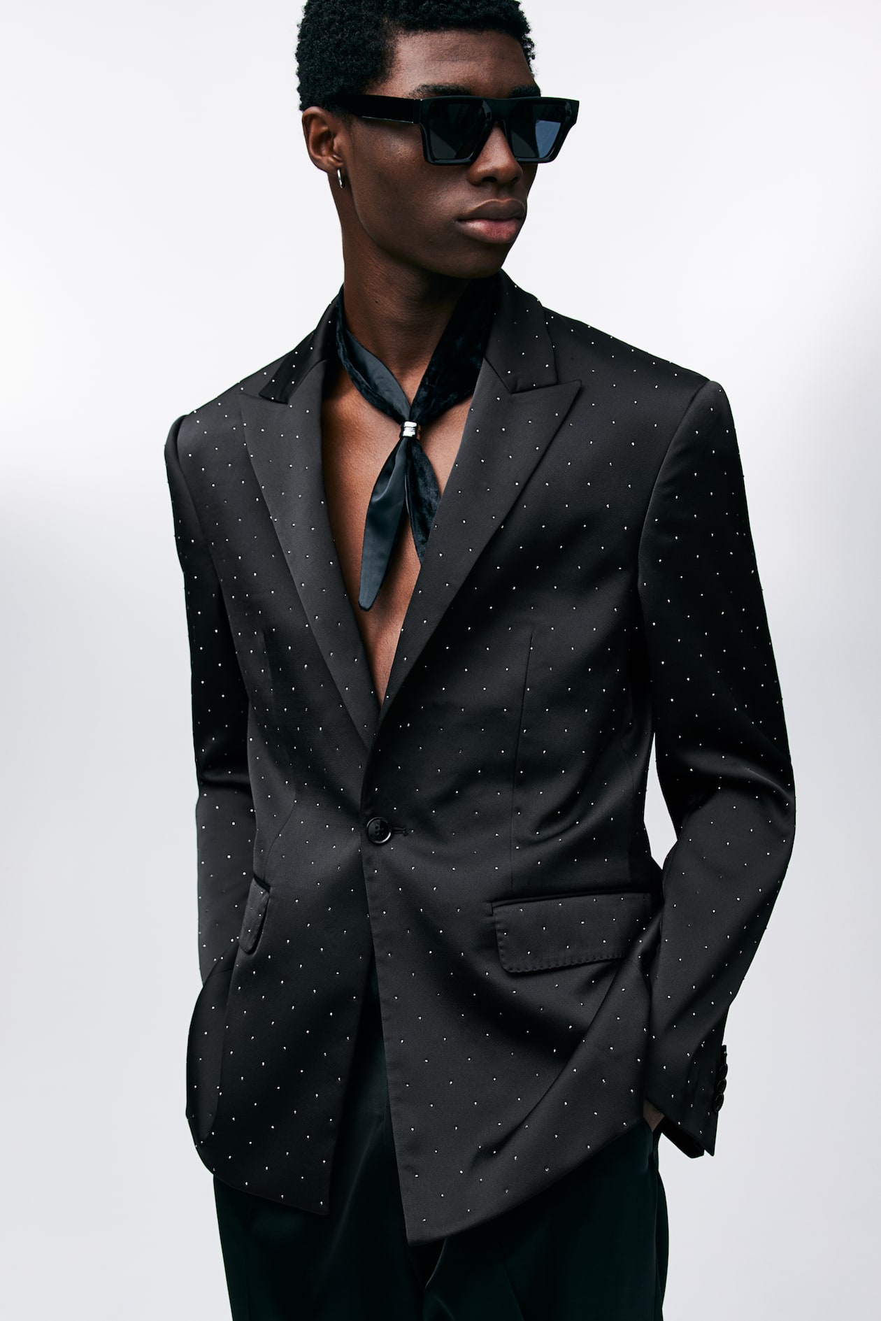 Mens Rhinestone Jackets Regular Fit Rhinestone-embellished