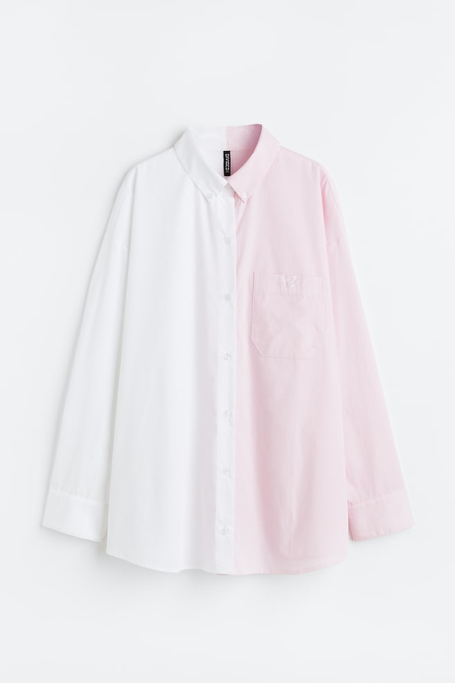 Oversized skjorte i poplin - Lys rosa/Hvid/Sort/Lyseblå/Stribet/Lys rosa/Stribet/dc/dc/dc - 2