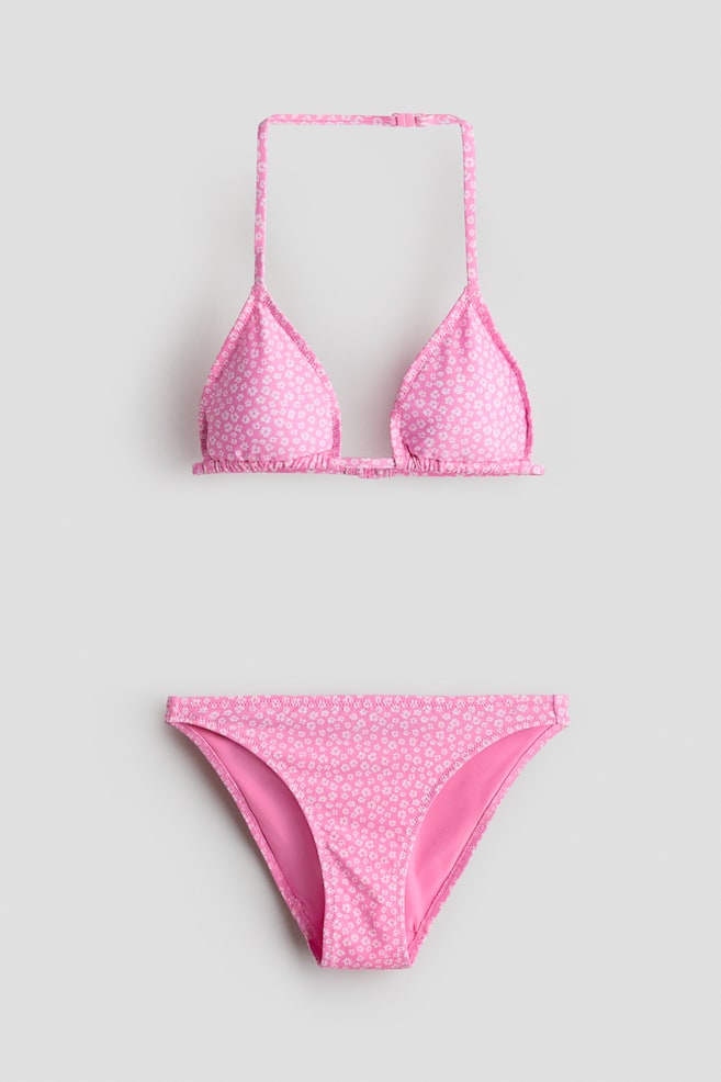Costum de baie triunghiular - Roz/flori/Albastru/motive/Negru/Bleumarin - 1