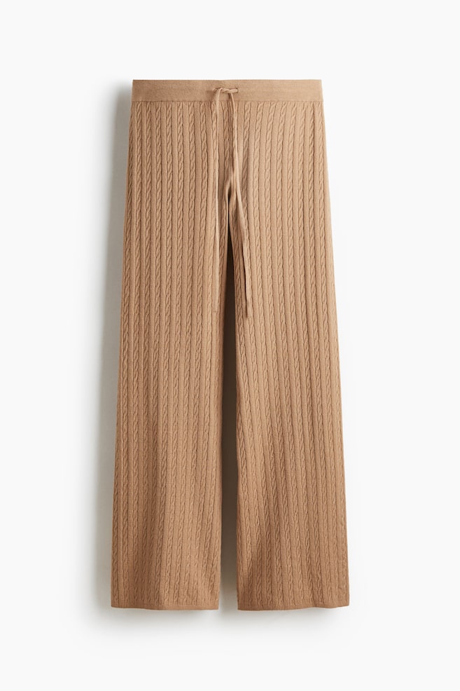 Pantalón en punto trenzado - Beige/Crema/Burdeos - 1