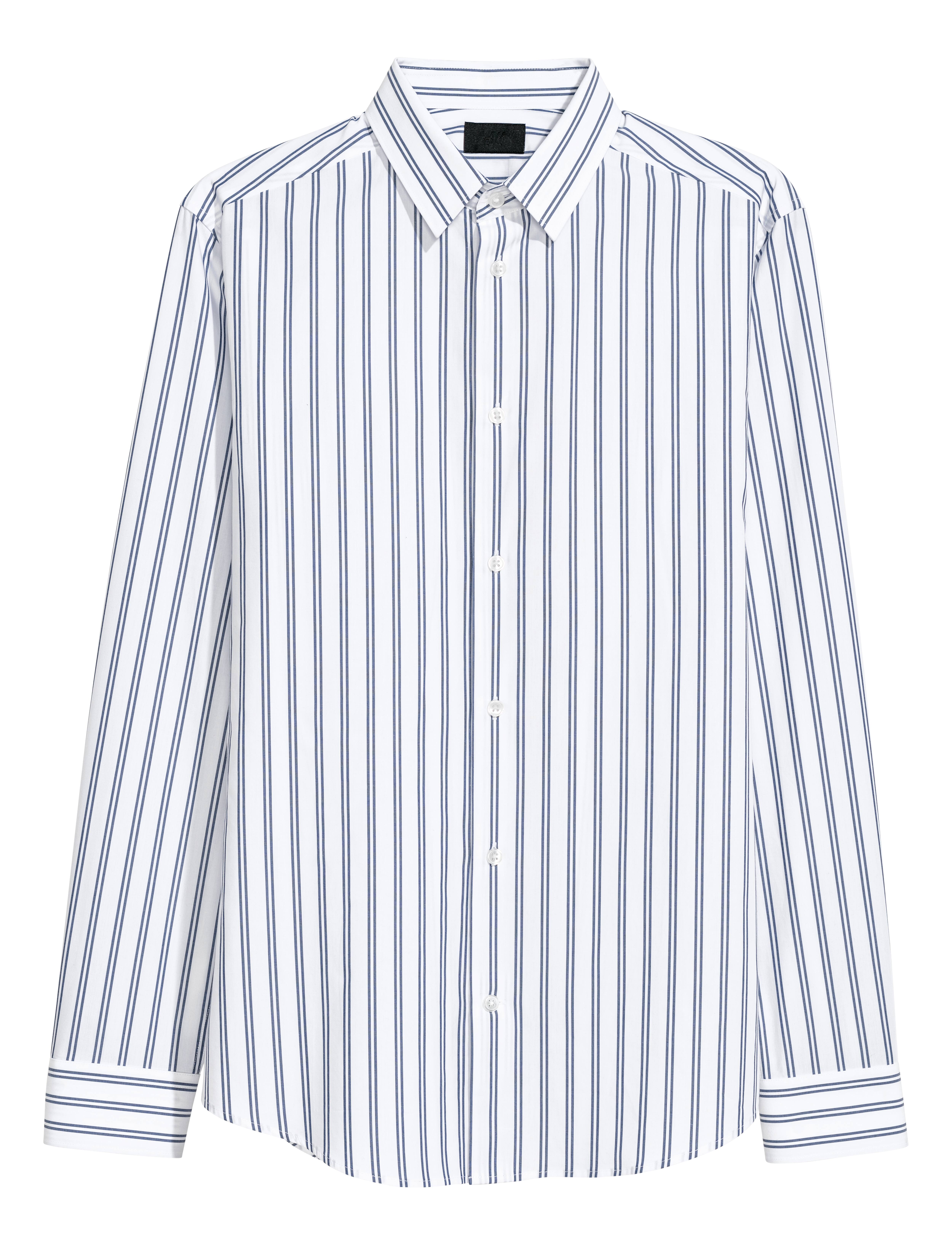 Striped Shirt Slim fit White blue striped Men H M CA