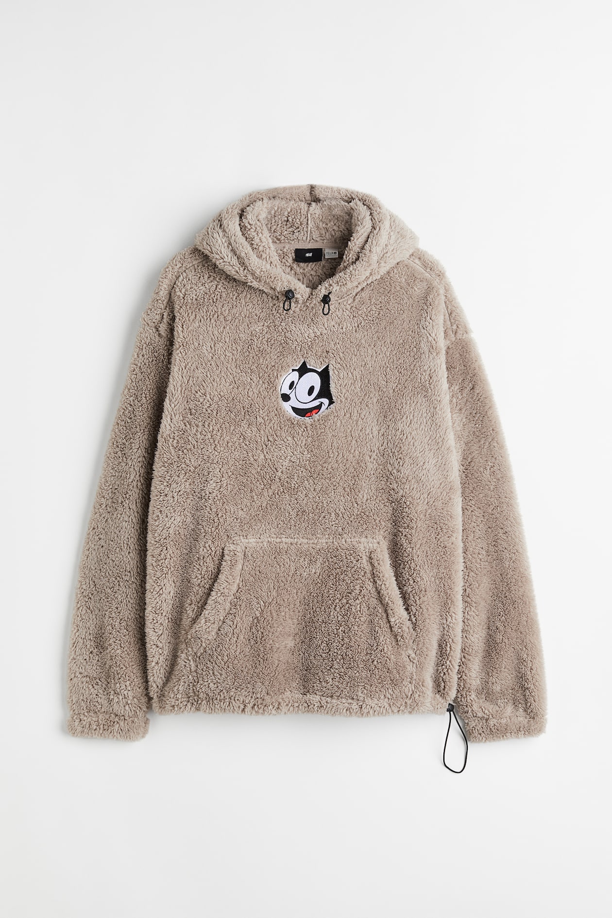 Relaxed Fit Teddy Bear Hoodie - Long sleeve - Regular length - Taupe ...