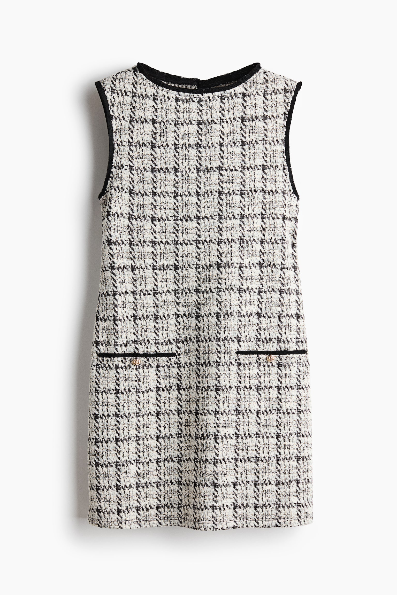 Fringed Bouclé-Knit Dress - Cream/black plaid/Cream - 1