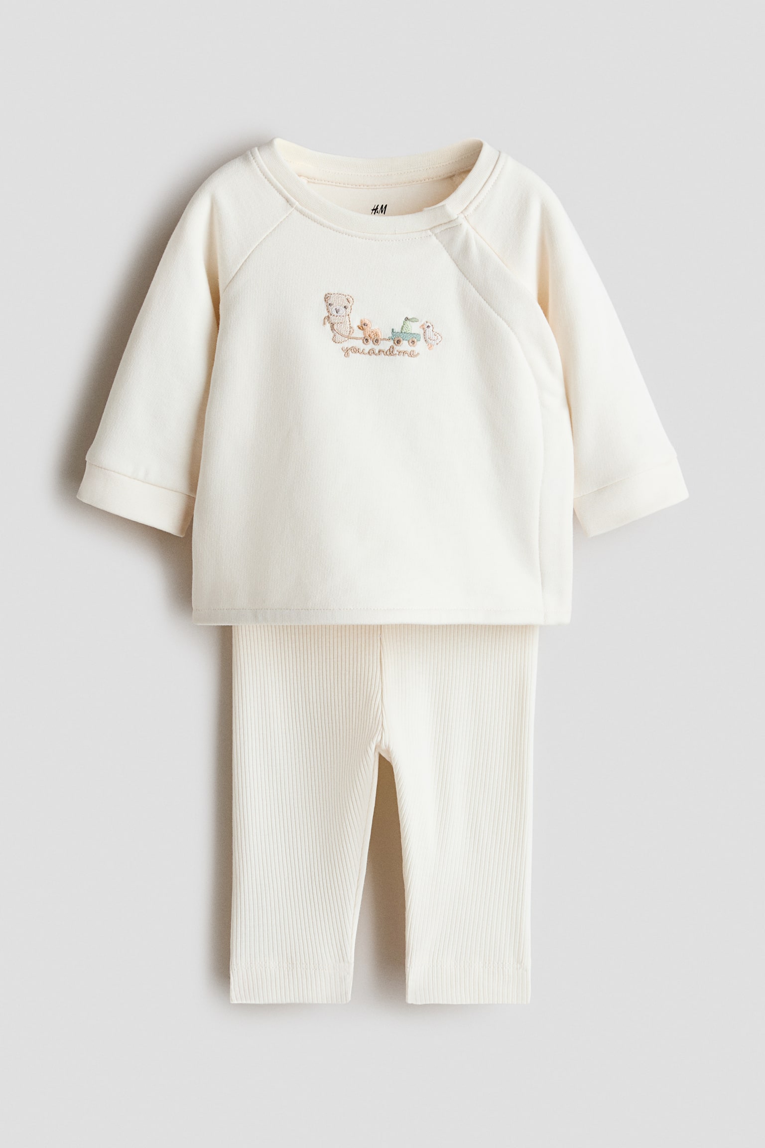 2-piece Cotton Set - Cream/You and Me/Light green/Tiny Dreamer/Light beige/Hello/Light turquoise/Hello!/Light beige/Love/Cream/Hello/Light beige/Hello World