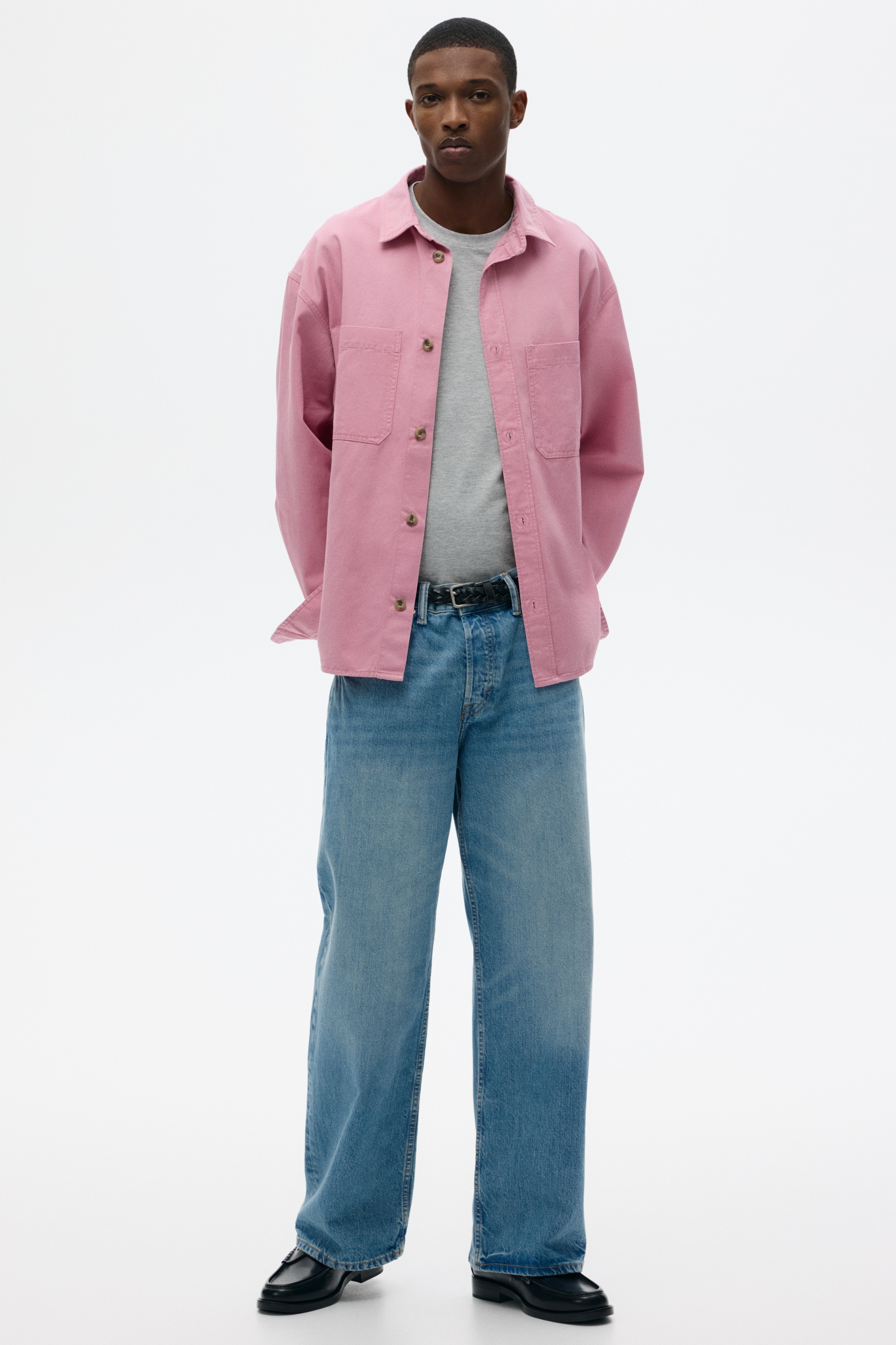 Relaxed Fit Twill overshirt - Black - Men | H&M IN