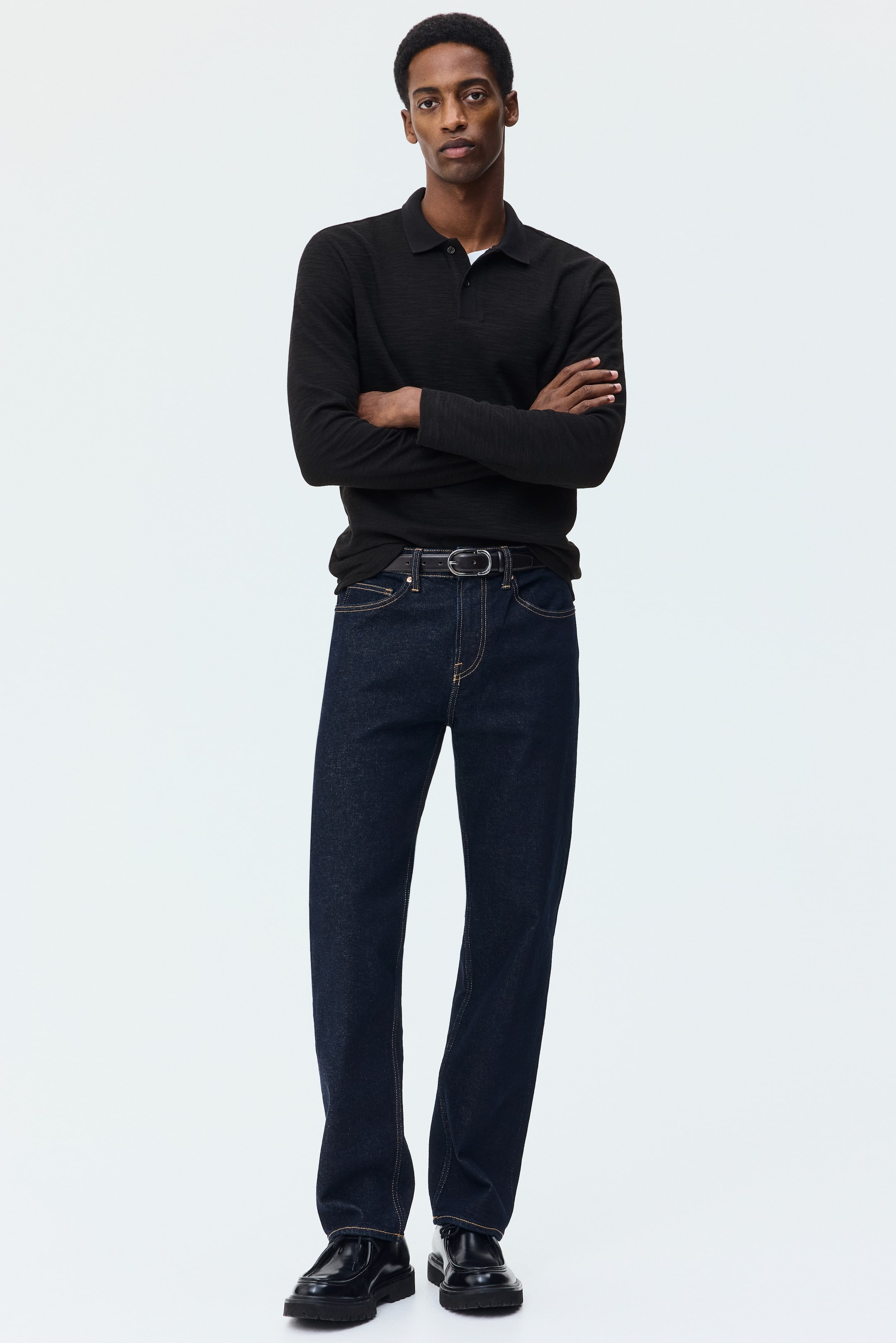 View larger image: Slim Fit Long-sleeve polo shirt - Dark grey - Men | H&M IE 2