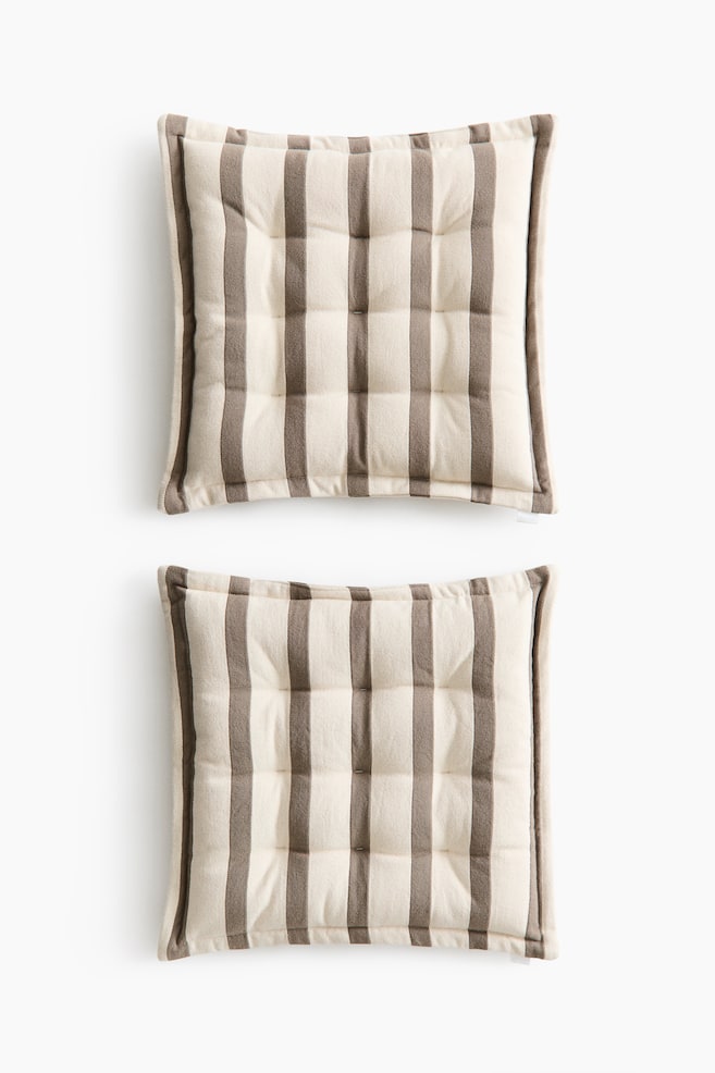 Set van 2 katoenen stoelkussens - Taupe/gestreept/Beige/gestreept/Dusty blauw/gestreept/Donkerbruin/gestreept - 1
