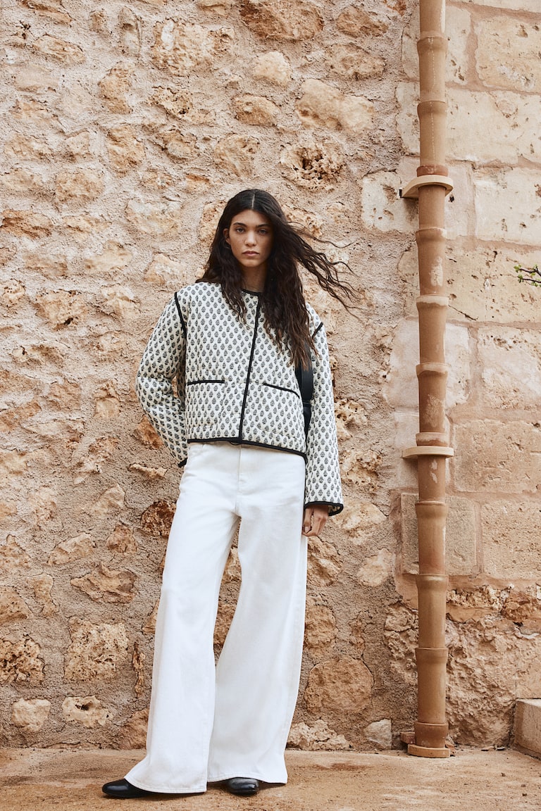 Cream H And M Padded Jacket Longline Maxi Puffer Coat In Cream Chi