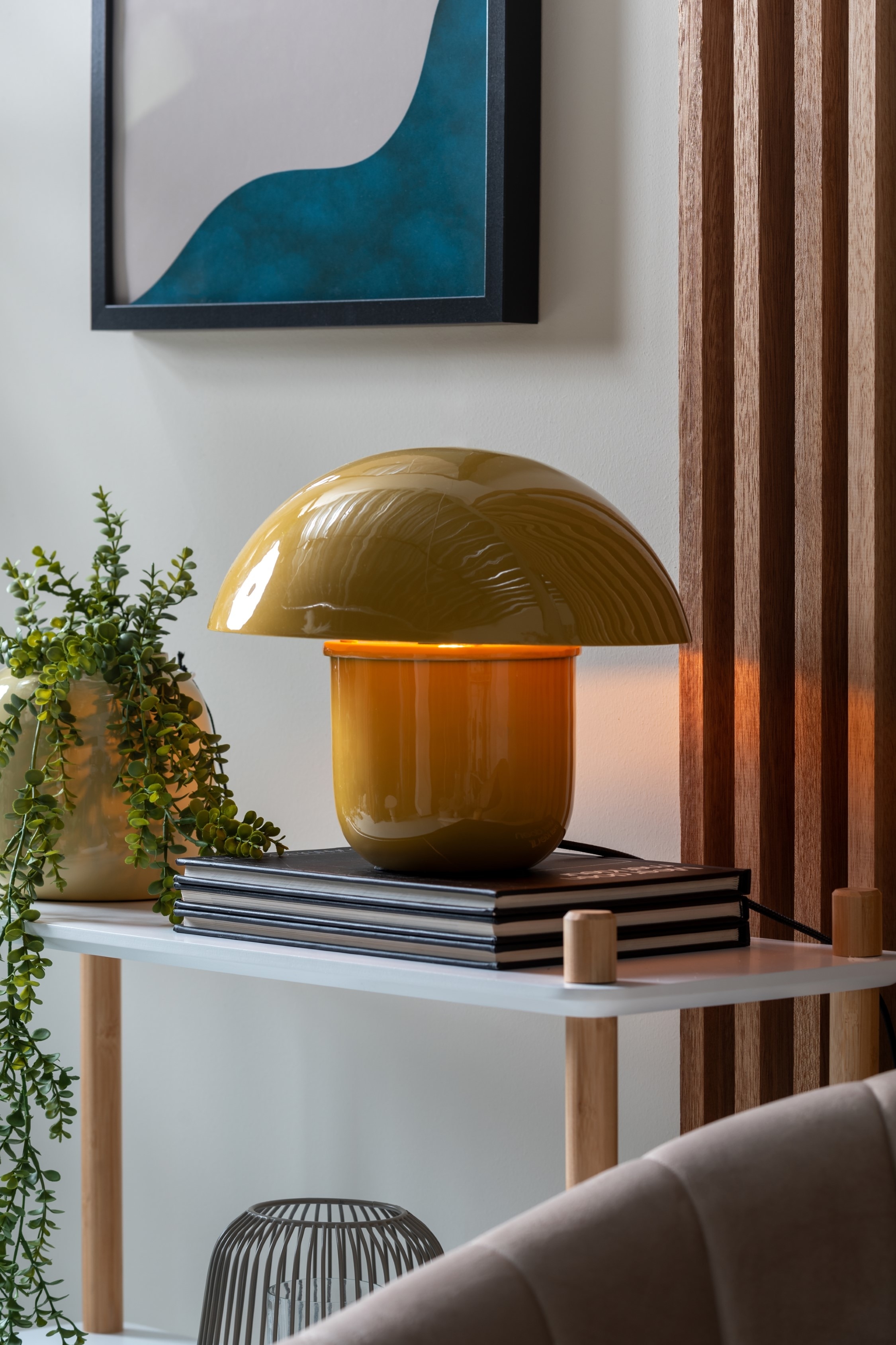 Fat Mushroom Table Lamp - Honninggul/Rød Okker/Tåget Blå/Jungle Grøn/Sort/Varm Grå/Lysebrun/Hvid