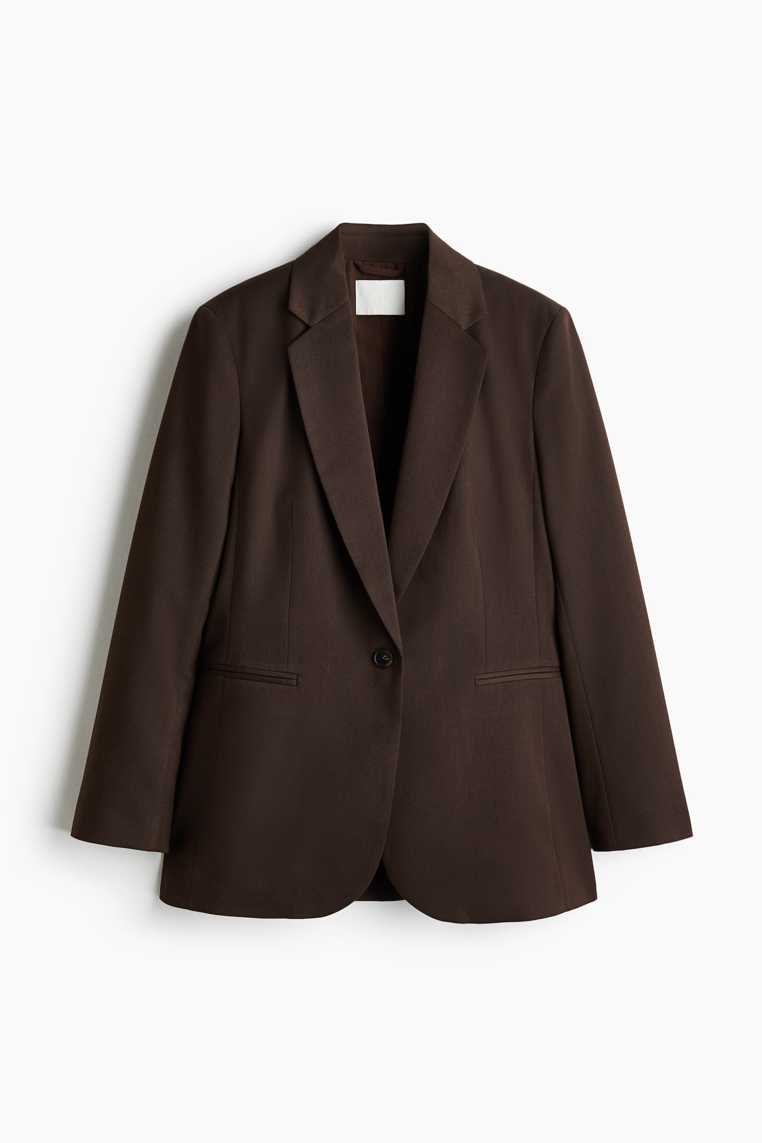 Single-Breasted Twill Blazer - Dark brown