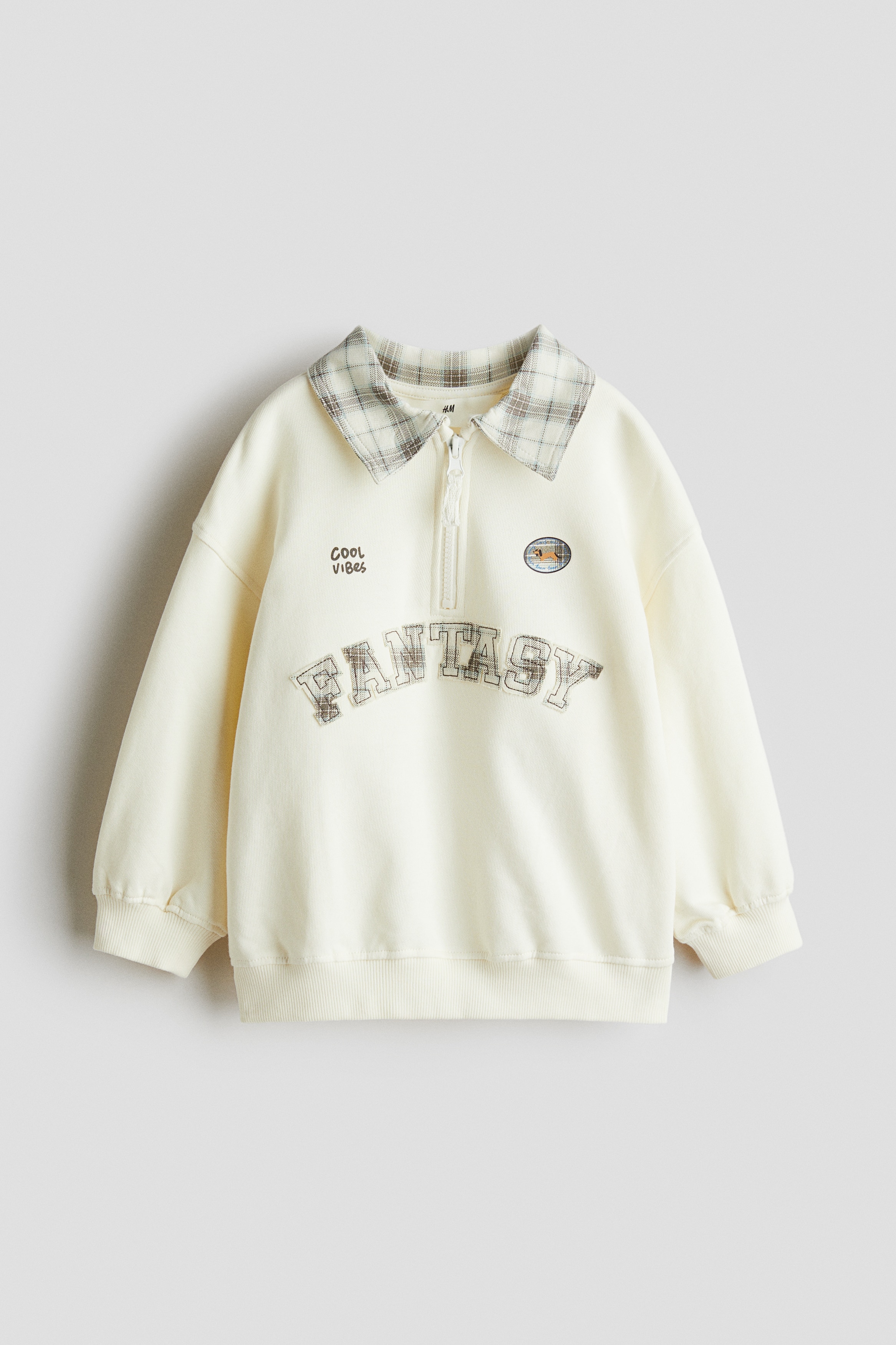 Motif-detail zip-top sweatshirt-Cream/Fantasy