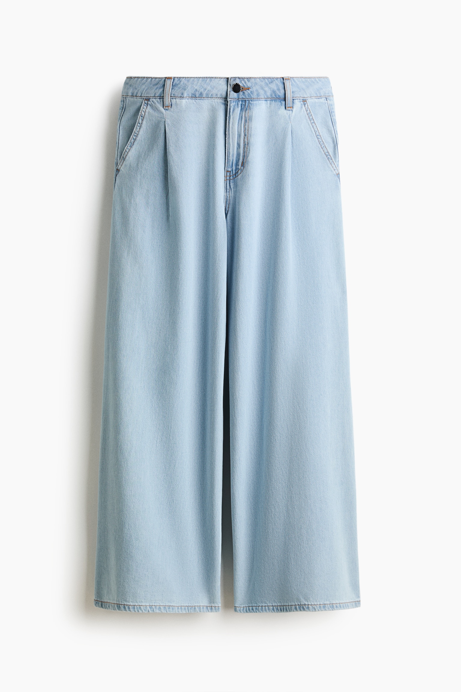 Pantaloni largi din twill - Albastru-denim pal/Roz-deschis/Crem - 1