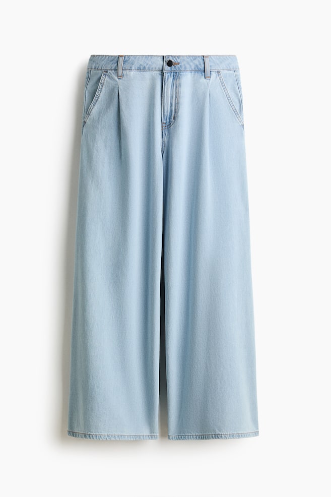 Wide Regular Waist Jeans - Albastru-denim pal/Crem/Roz-deschis - 1