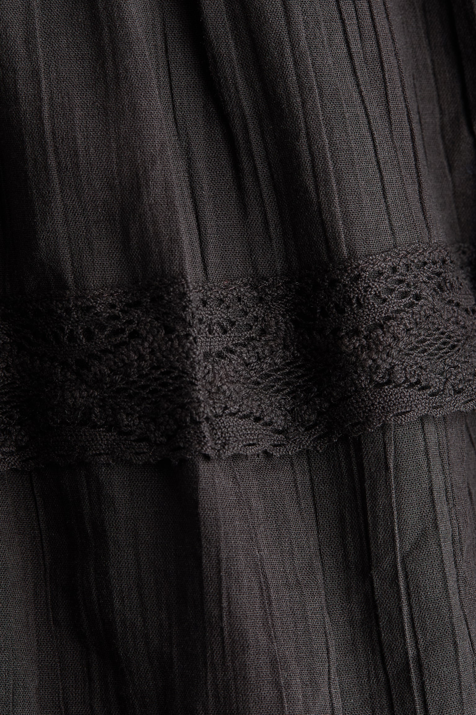 Baumwollkleid mit Spitze - Anthrazit/Weiss - 5