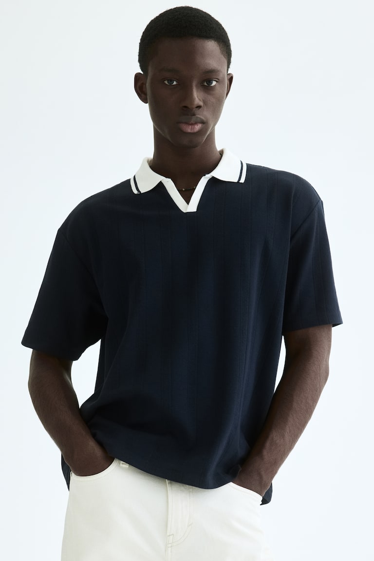 Polo majica od reljefnog pletiva Relaxed Fit