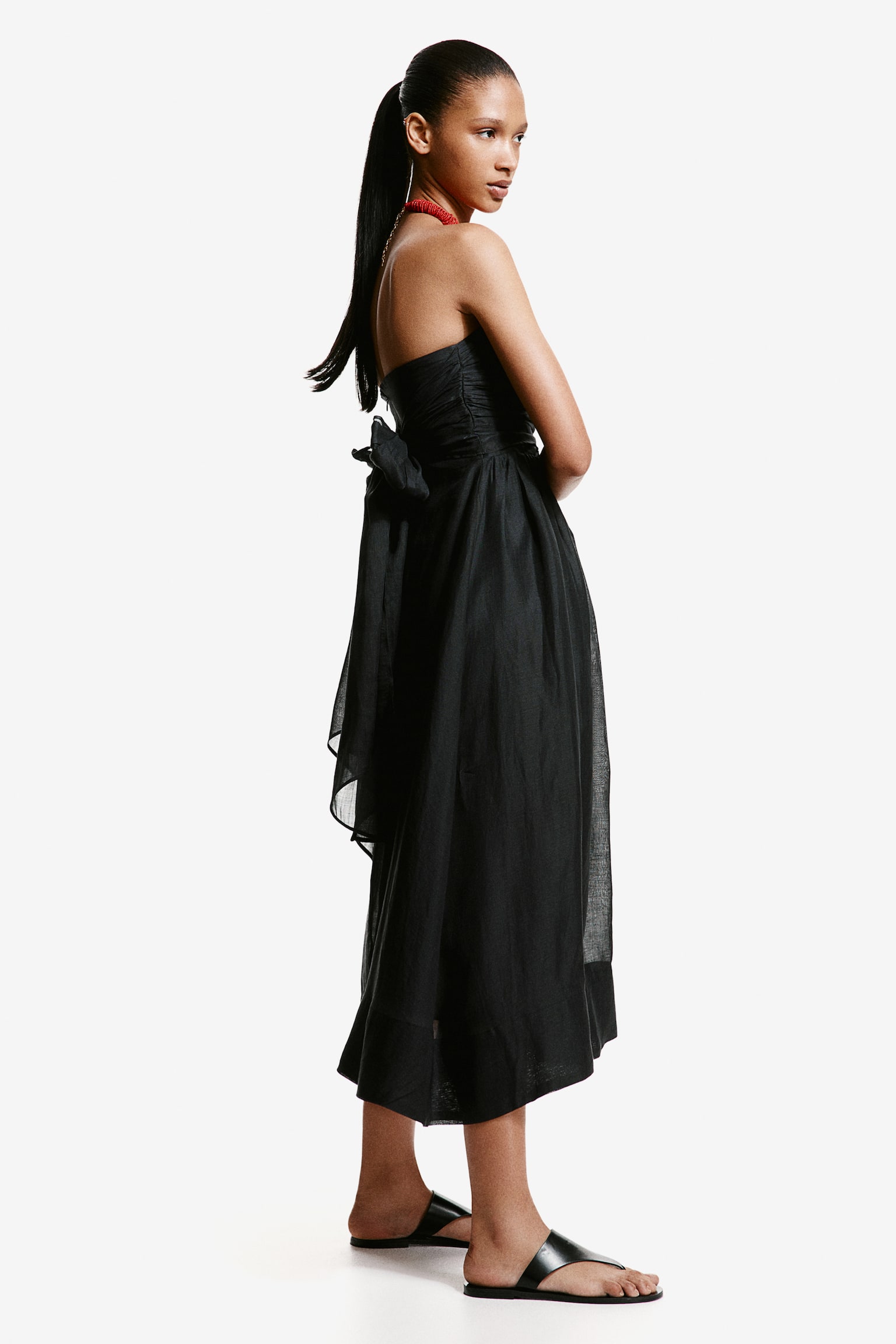 Robe bandeau en ramie - Noir - 5