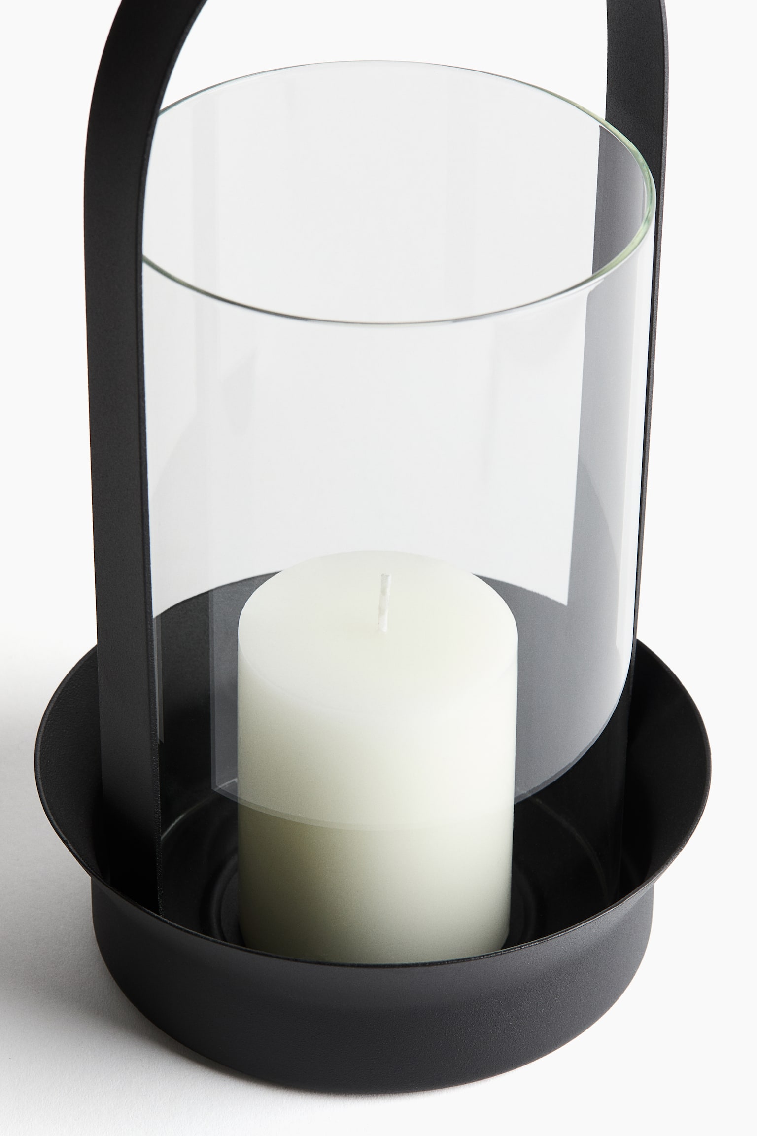 Large glass lantern - Black/Light beige - 2