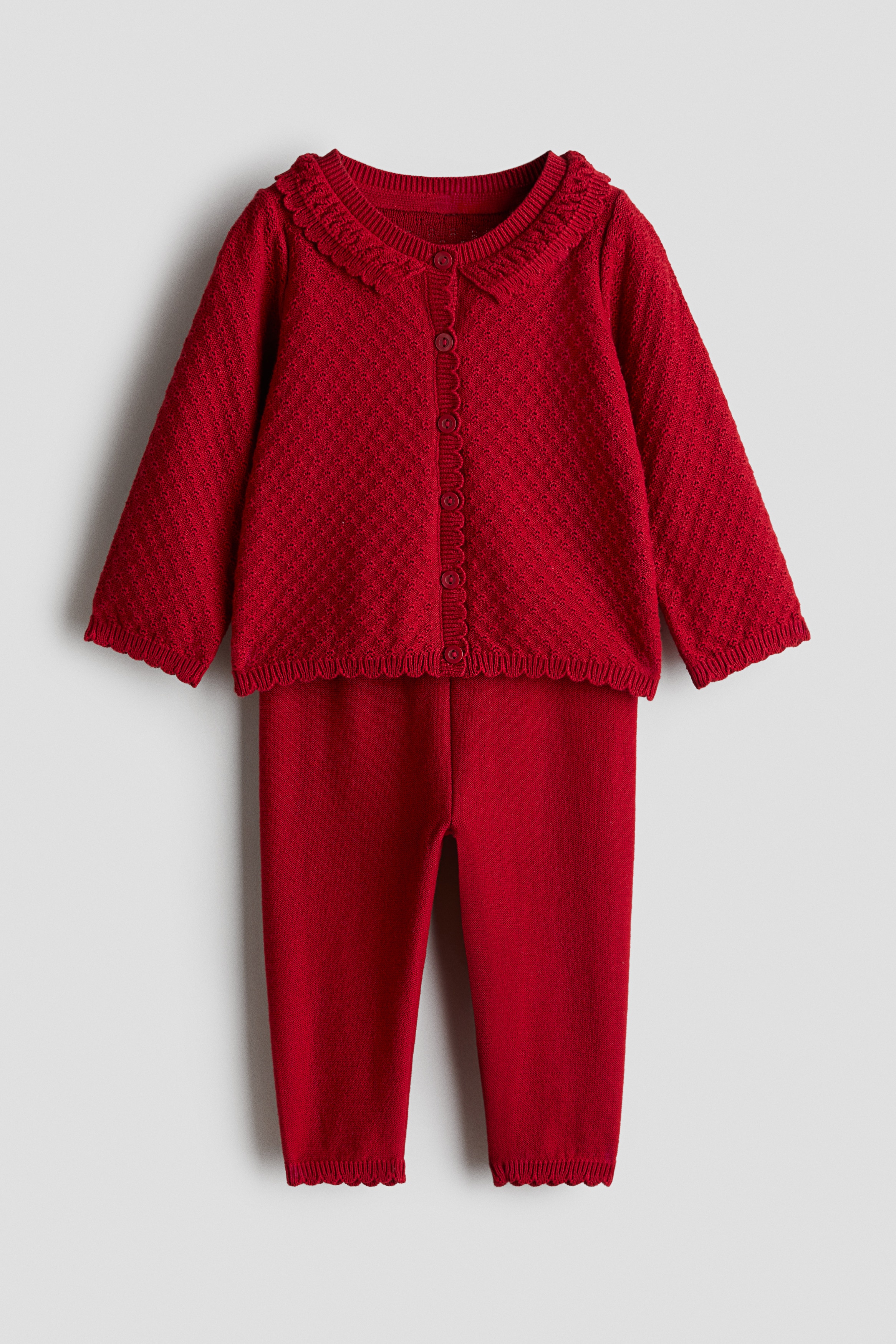 H & M - コットンニット2アイテムセット - レッド