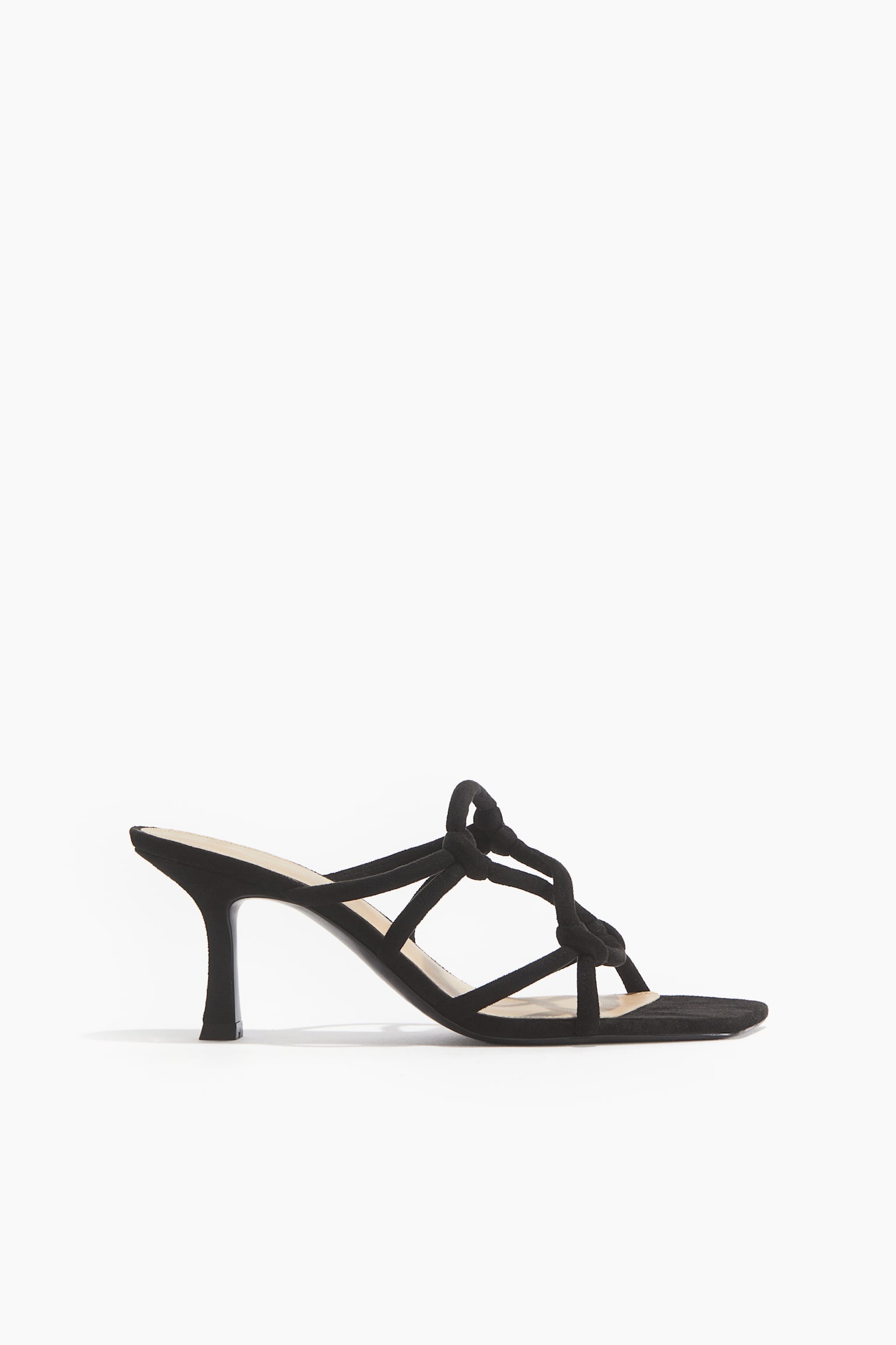 Heeled Strappy Sandals - Black/Light beige - 5