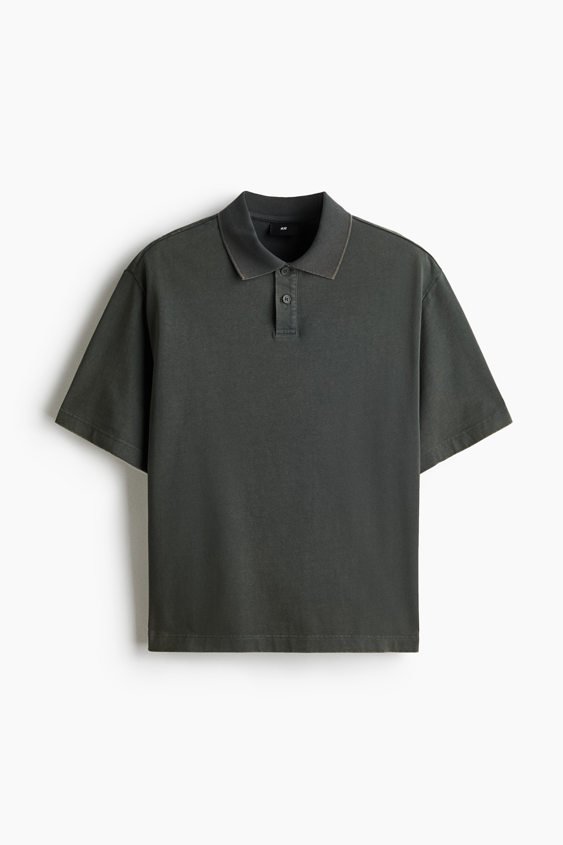 Loose Fit Cotton polo shirt - Khaki green/Black/Plum purple