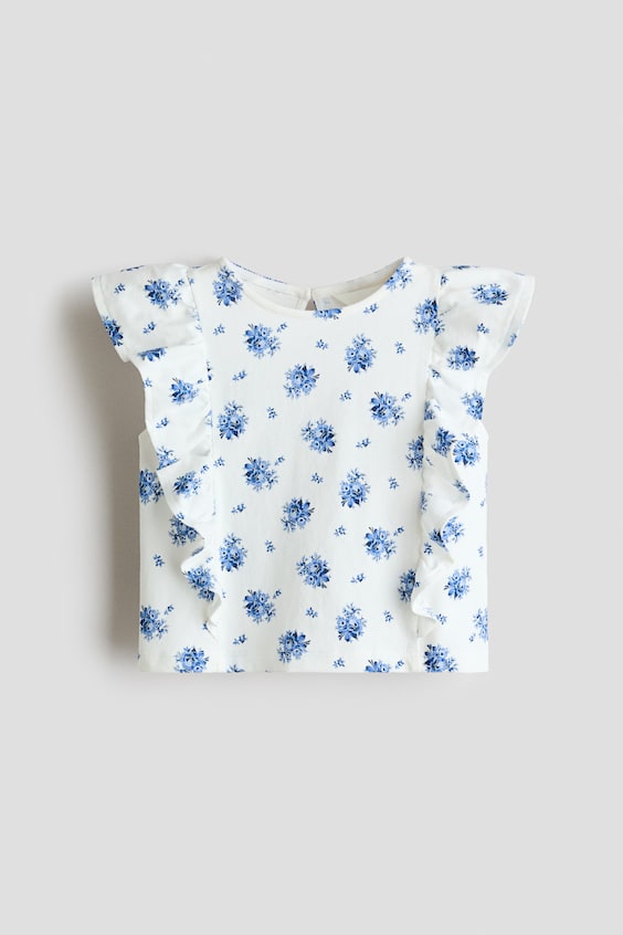 Детские топы H&M Flounce-Trimmed Cotton Top