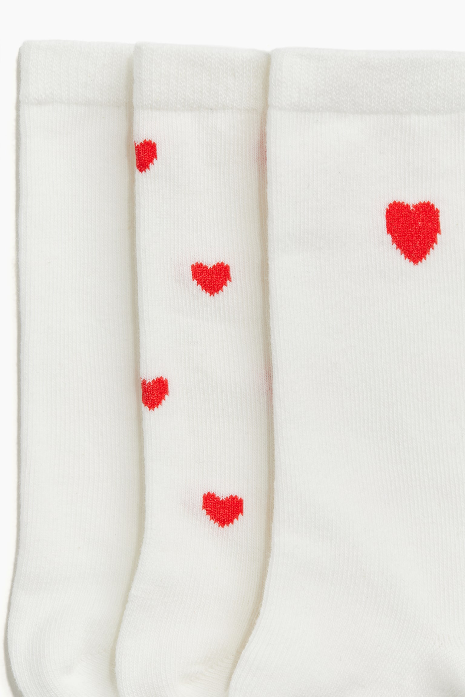 5-pack rib-knit socks - White/Hearts/White/Pointelle - 2