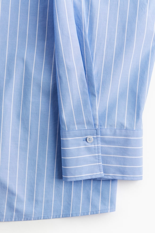 Kopertowa bluzka z popeliny - Niebieski/Paski - 5