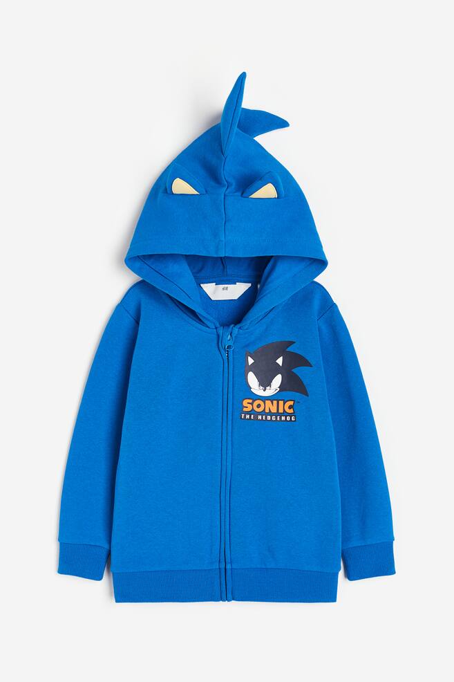Appliquéed zip-through hoodie - Blue/Sonic the Hedgehog